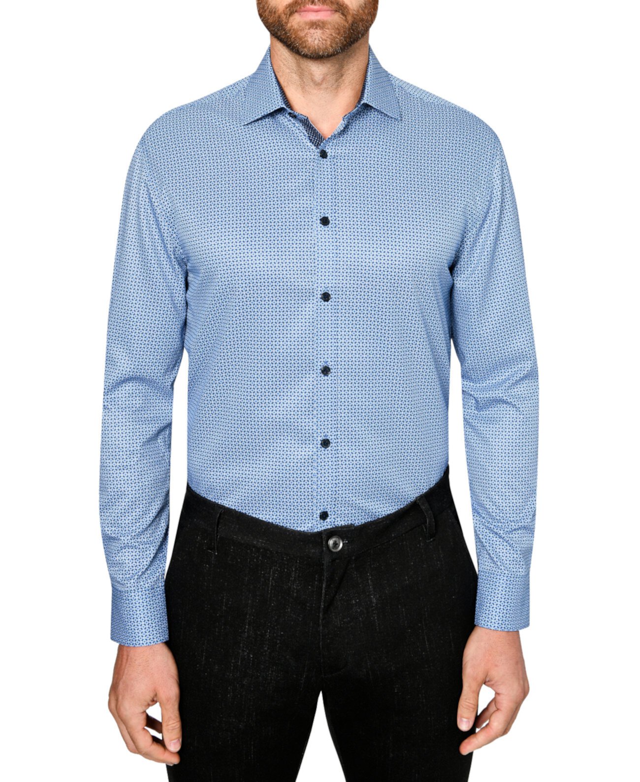 Мужская классическая рубашка Slim Fit Non-Iron Performance Stretch с шестигранным принтом Society of Threads