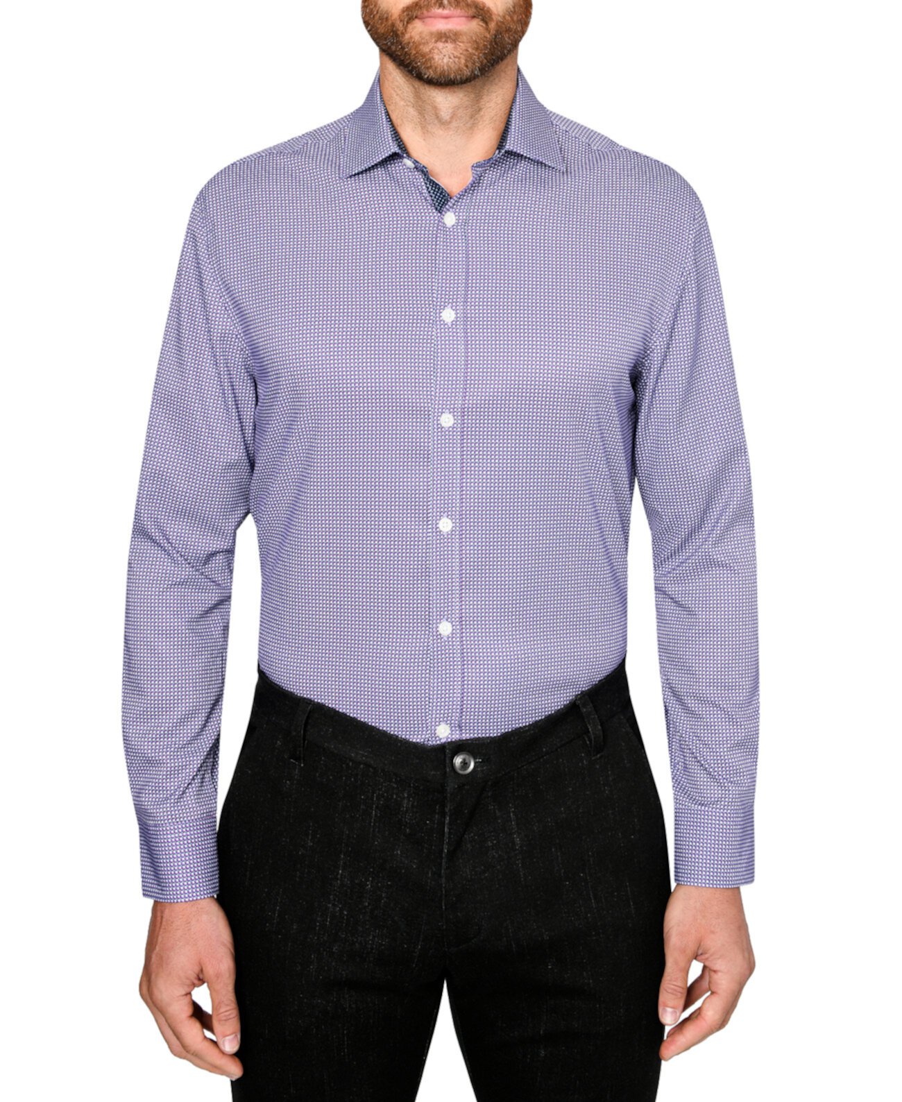 Мужская классическая рубашка Slim Fit Non-Iron Performance Stretch с шестигранным принтом Society of Threads