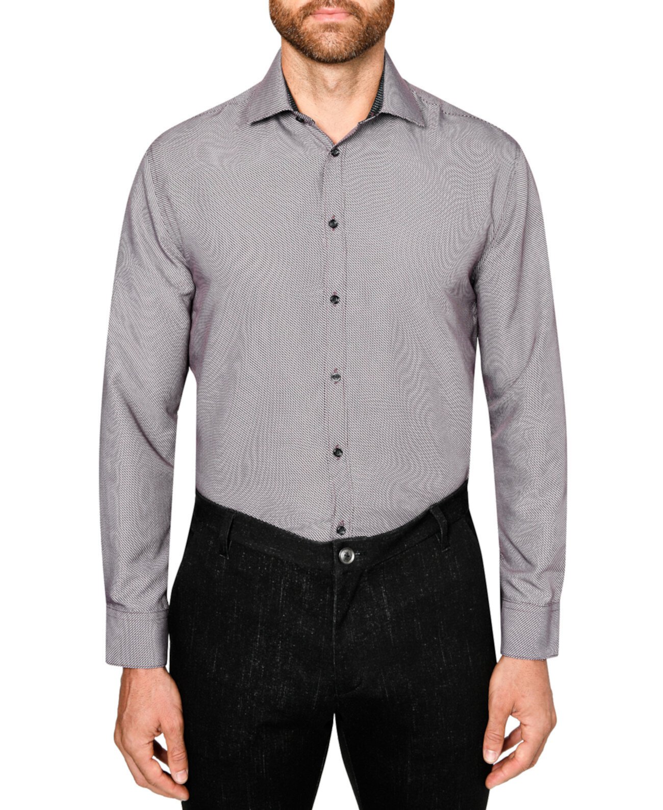 Мужская классическая рубашка Slim-Fit Non-Iron Performance Zig-Zag с принтом Society of Threads