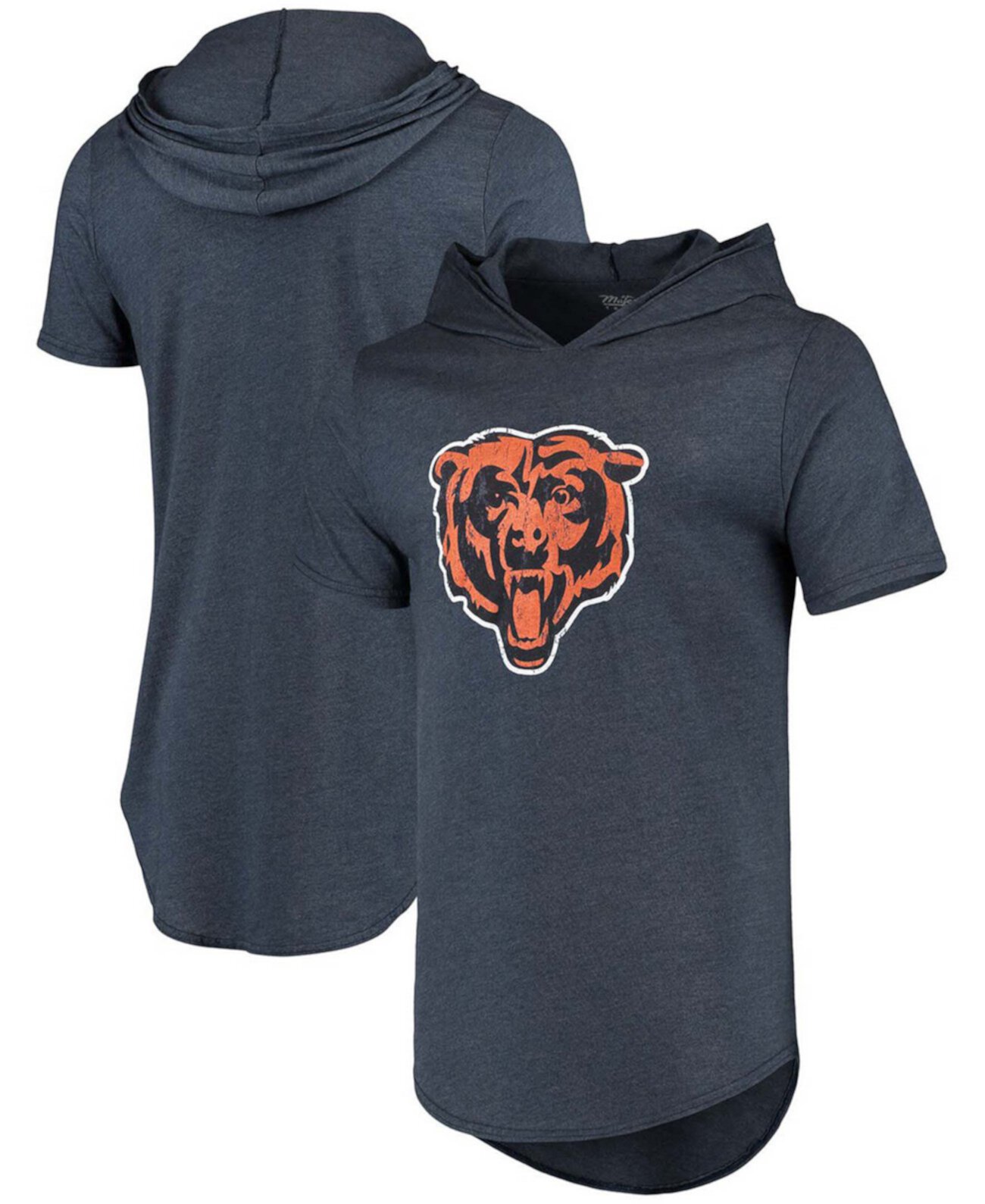 Мужская футболка с капюшоном из трех смесовых смесей с логотипом Navy Chicago Bears Primary Majestic