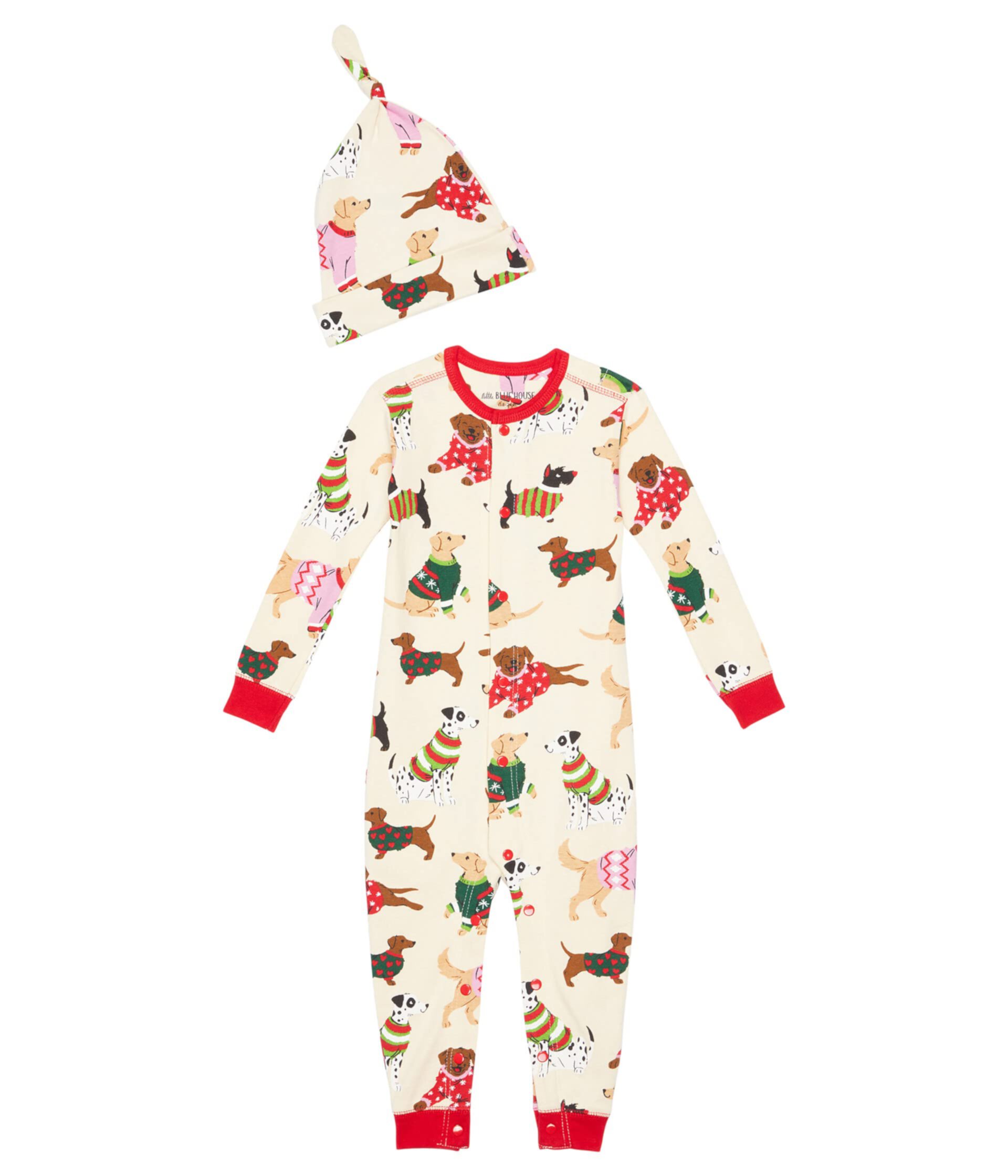 Детские пижамы Little Blue House by Hatley Woofing Christmas Coverall & Hat Little Blue House by Hatley