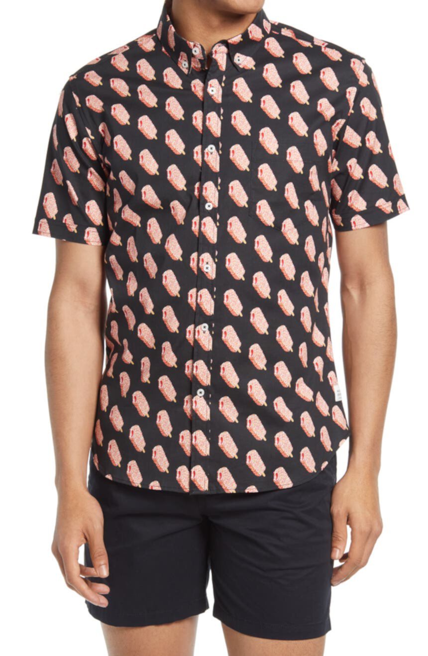 Вкусная мужская рубашка на пуговицах с коротким рукавом PUBLIC ART