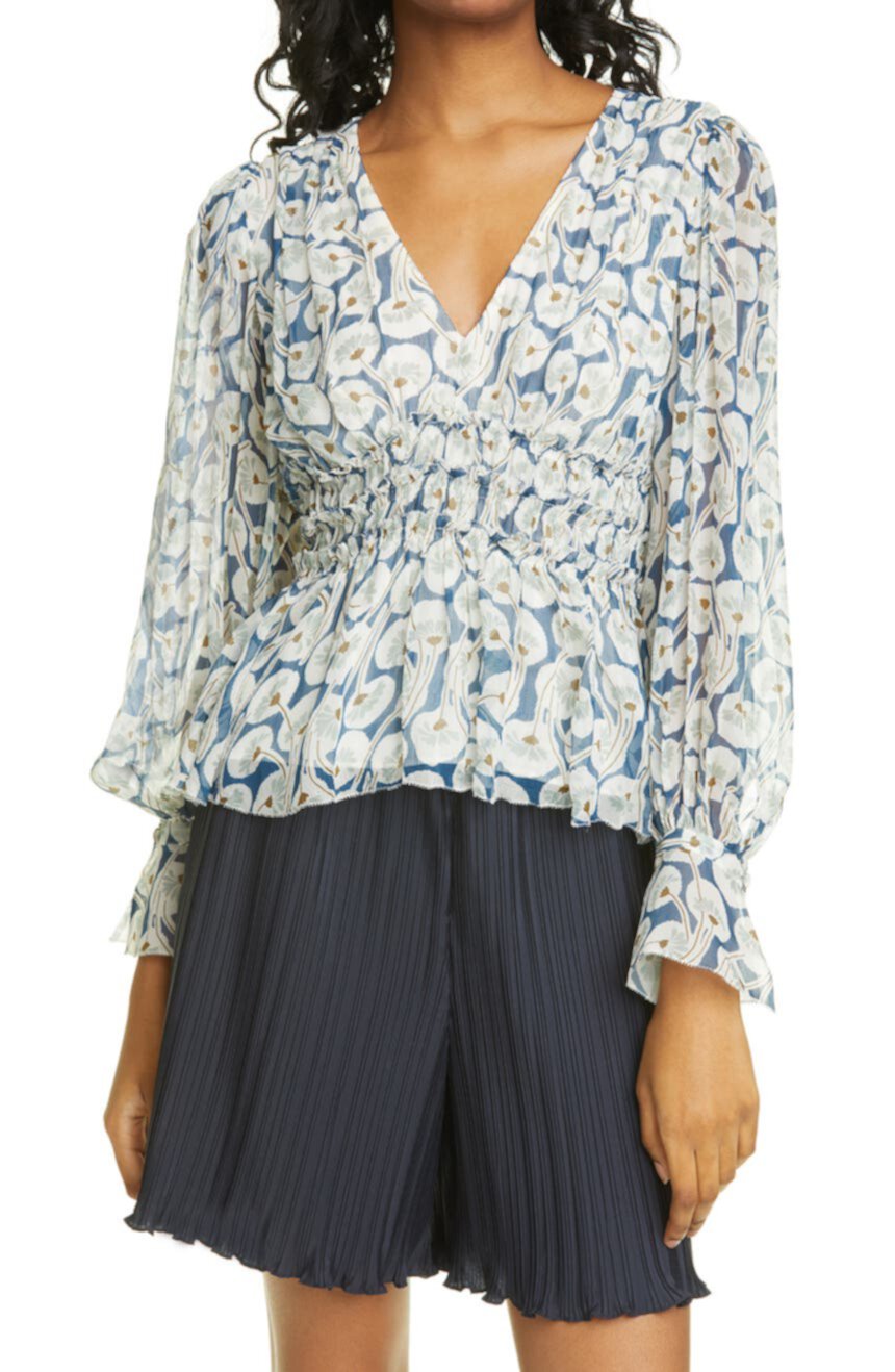 Шелковая блузка с длинным рукавом Deco Fleur Rebecca Taylor
