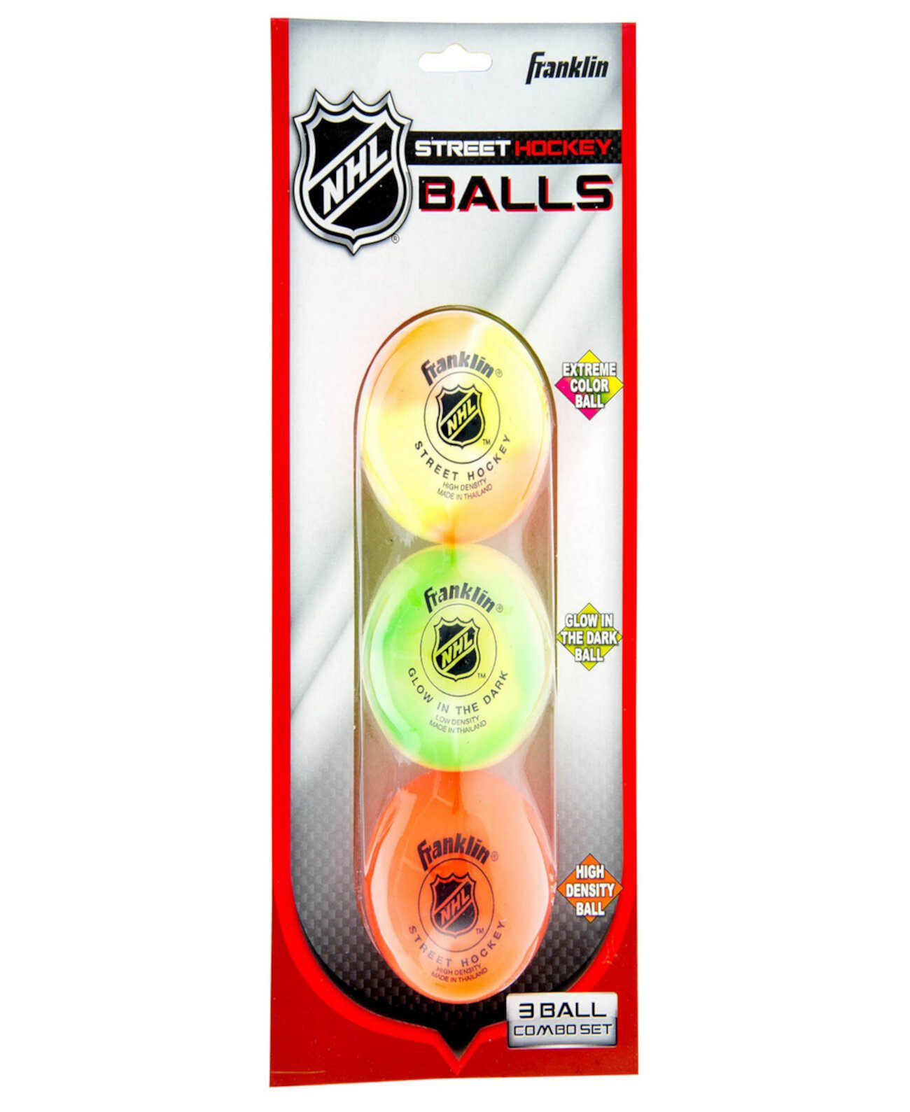 Набор из 3 мячей для уличного хоккея NHL Franklin Sports