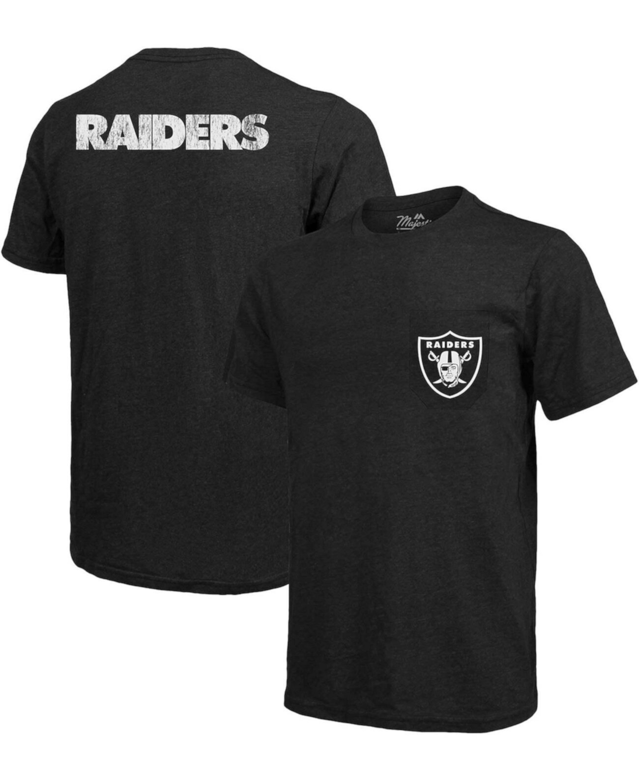 Мужская футболка Las Vegas Raiders с карманами из трех частей - Черный Majestic