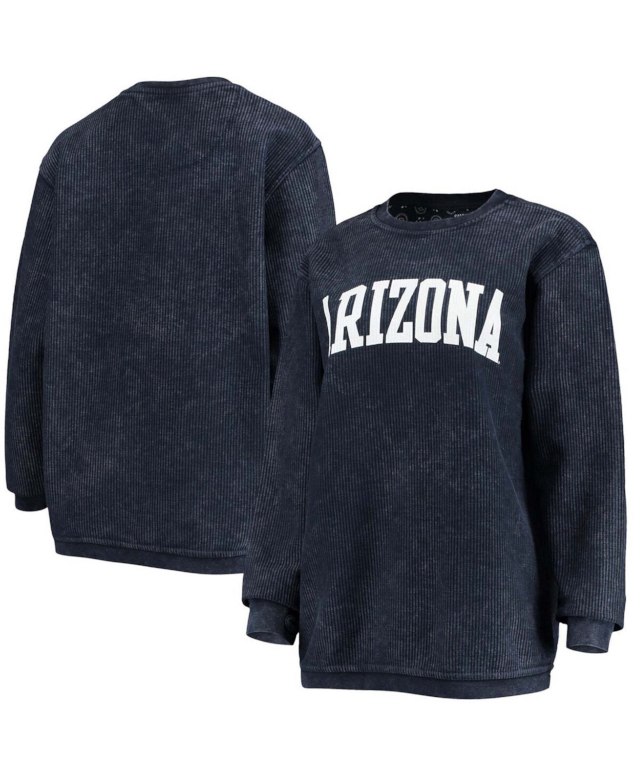 Женский темно-синий свитшот Arizona Wildcats Comfy Cord в винтажном стиле с базовым пуловером с аркой Pressbox