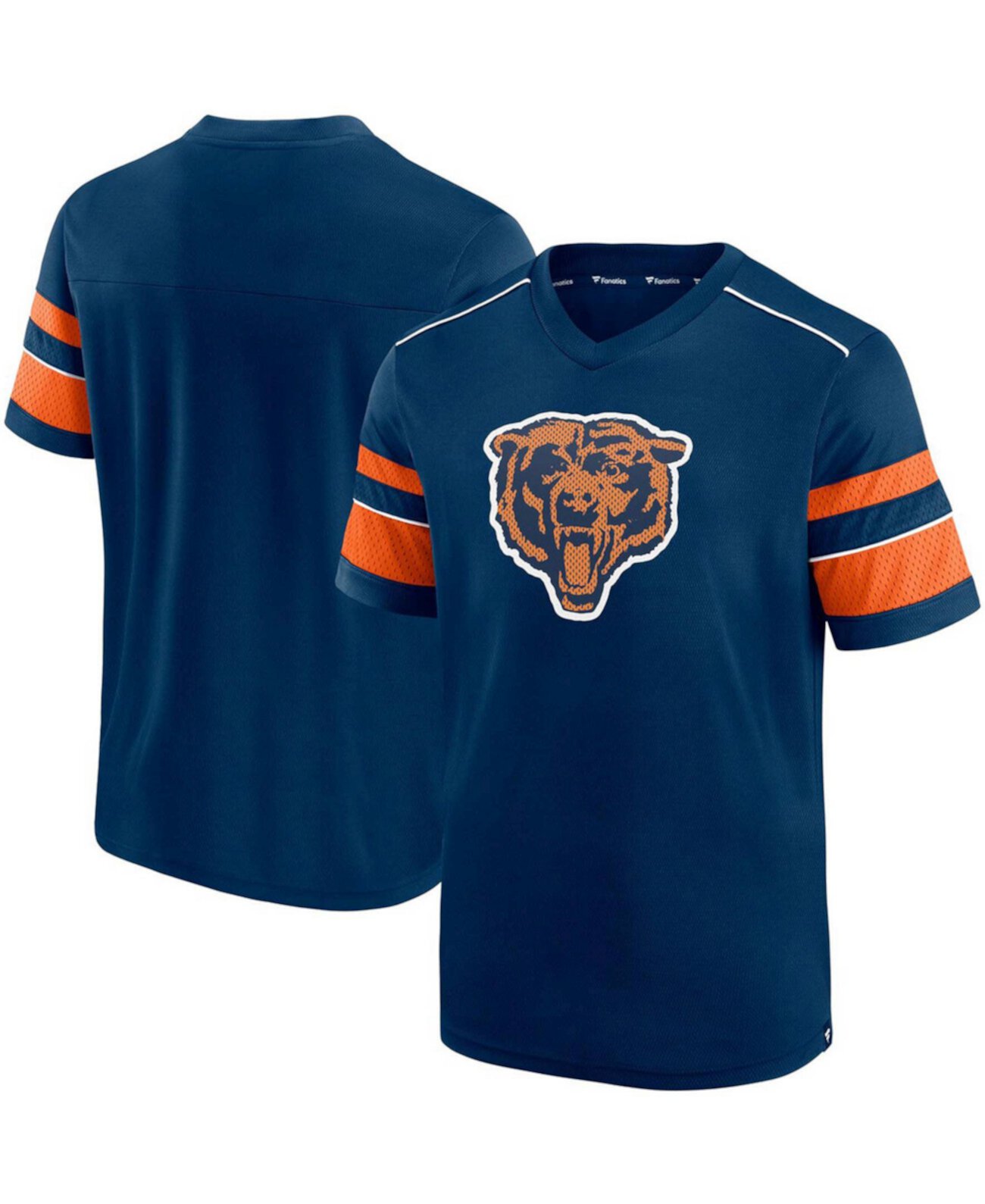 Мужская футболка с V-образным вырезом и текстурированным логотипом Chicago Bears с хэшмарком темно-синего цвета Fanatics