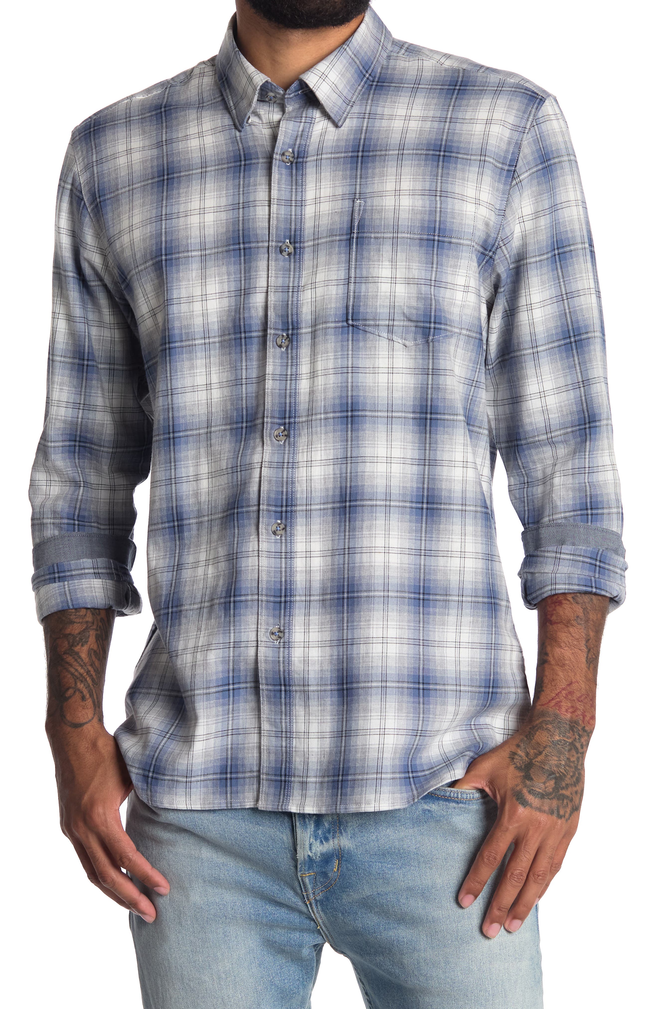 Рубашка с пуговицами спереди в клетку с эффектом омбре THREAD AND CLOTH