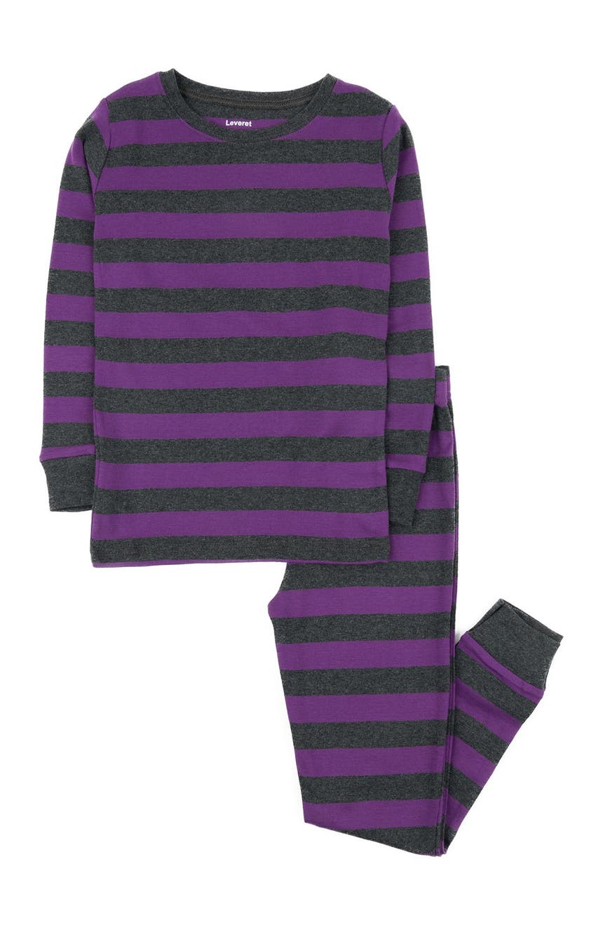 Пижамный комплект из 2 предметов в пурпурно-серую полоску Leveret