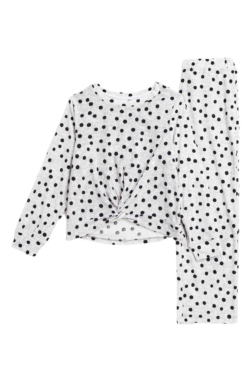Пижамный комплект из велюрового топа и брюк в горошек с длинными рукавами Dream Life