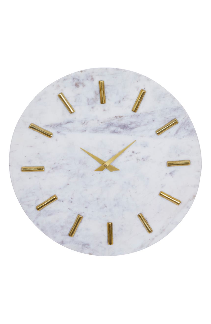Настенные часы CosmoLiving by Cosmopolitan из белого мрамора, прибрежные, 15 x 15 x 1 дюйм COSMO BY COSMOPOLITAN
