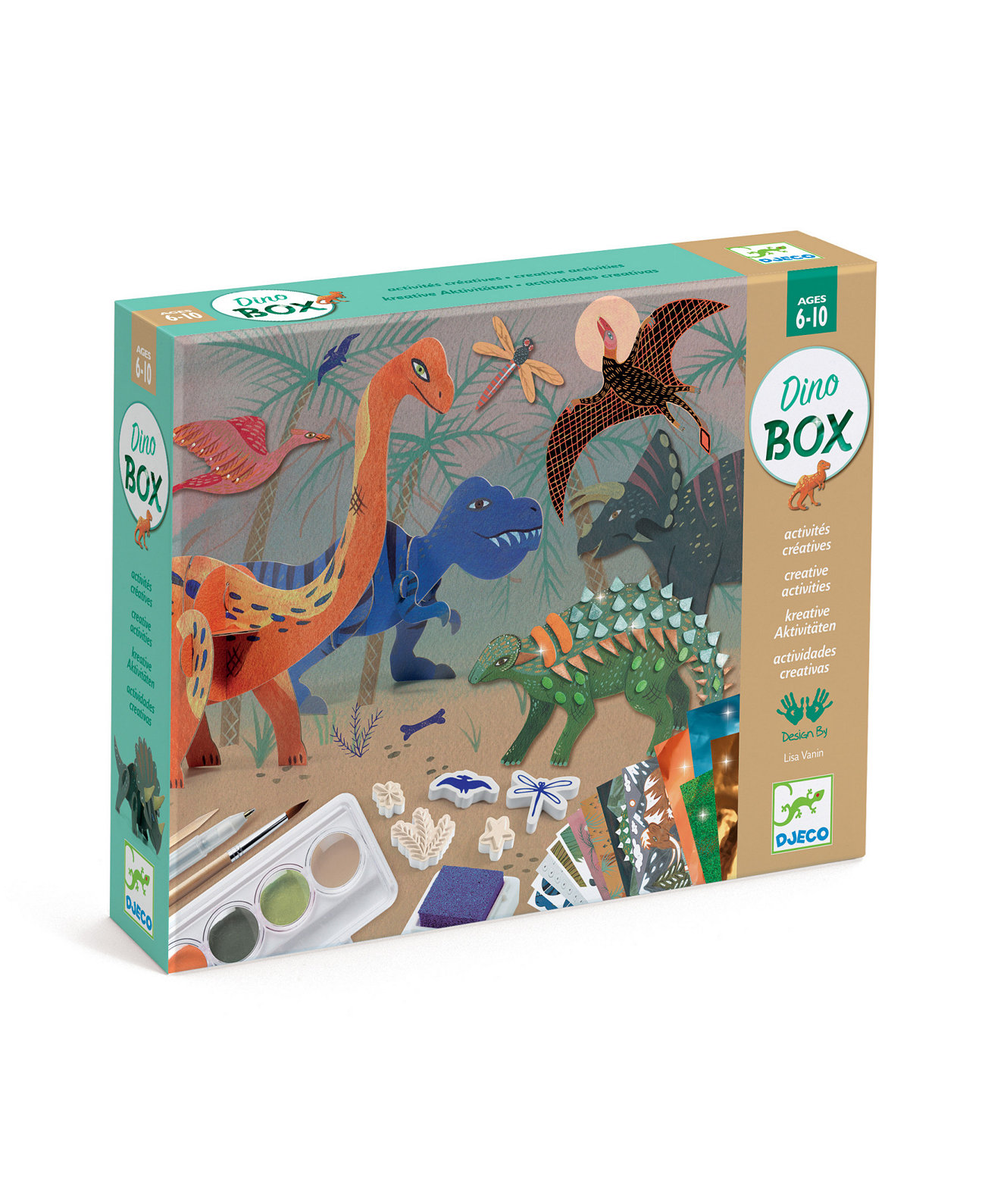 Многоцелевой набор для творчества 6-в-1, многоцелевой набор Dino Box DJECO
