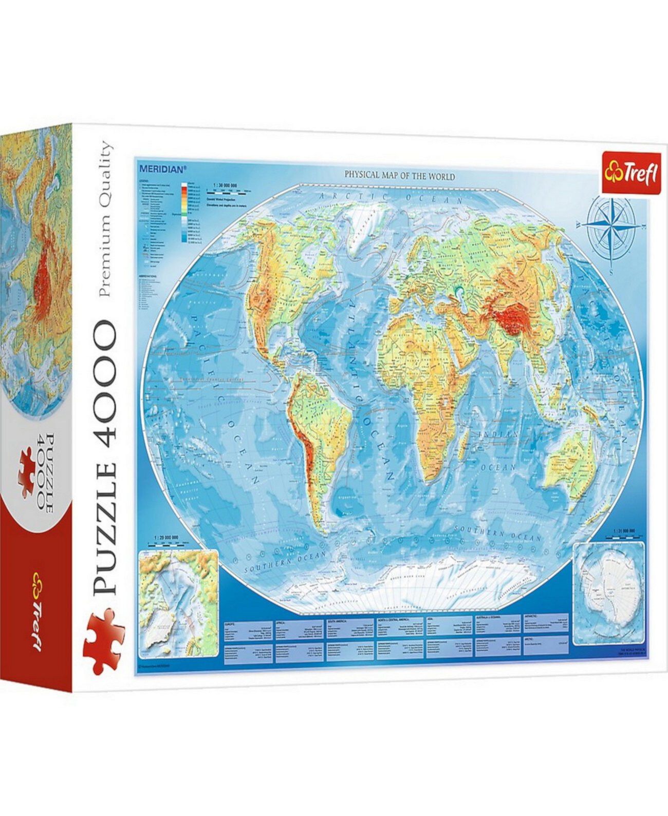 Пазл, большая физическая карта мира, 4000 деталей Trefl