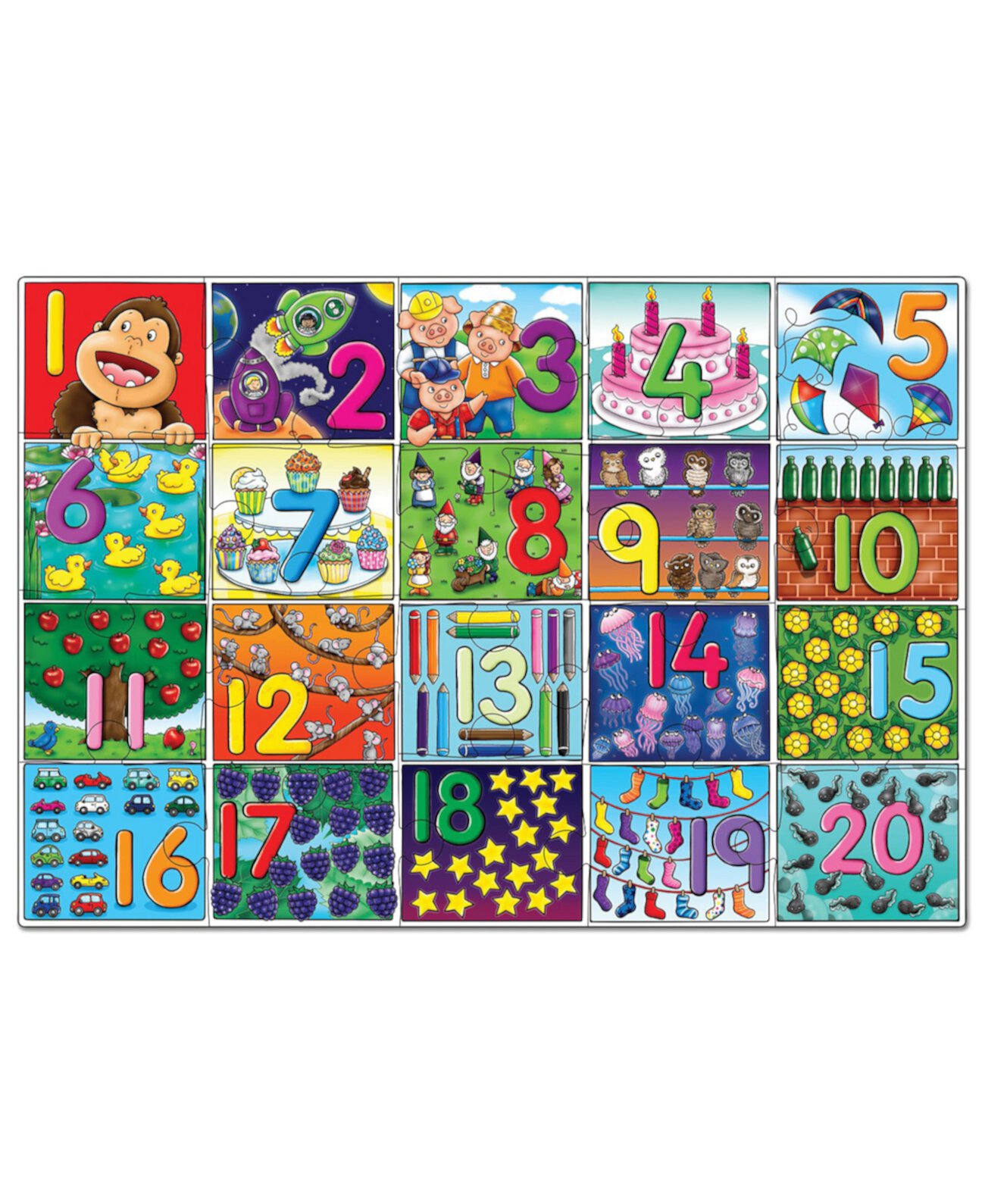 Плакат-головоломка с большими числами, 20 штук ORCHARD TOYS