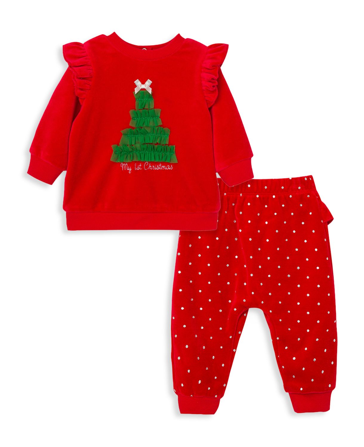 Двухкомпонентный свитер Baby Girl's Dot Tree & amp; Комплект Jogger Little Me