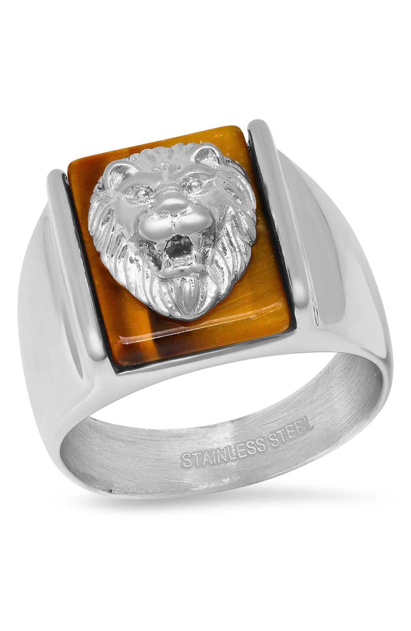Кольцо из нержавеющей стали с тигровым глазом льва HMY Jewelry