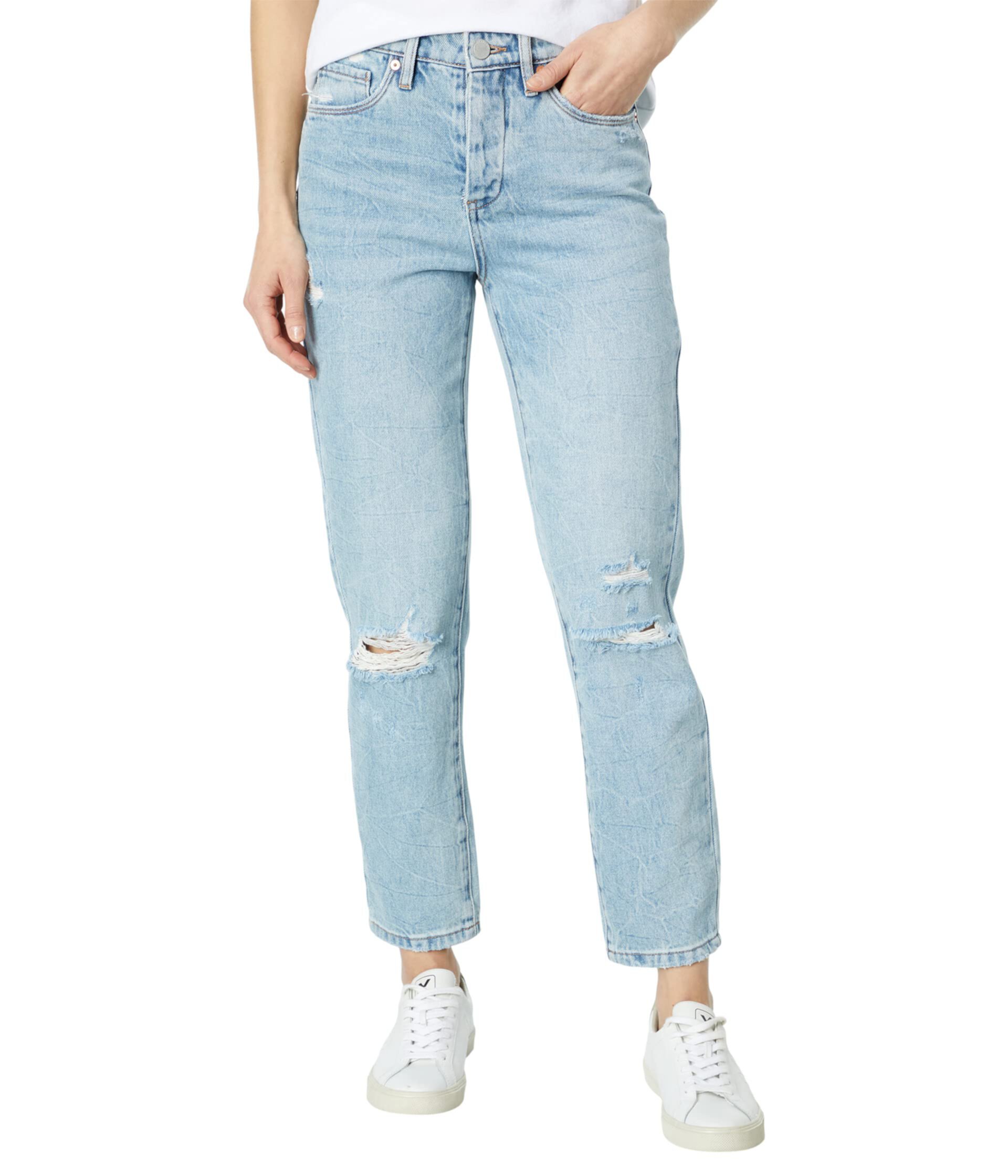 Lightwash Madison Crop High-Rise Five-Pocket Jeans with Rips in Got My Ways Blank NYC