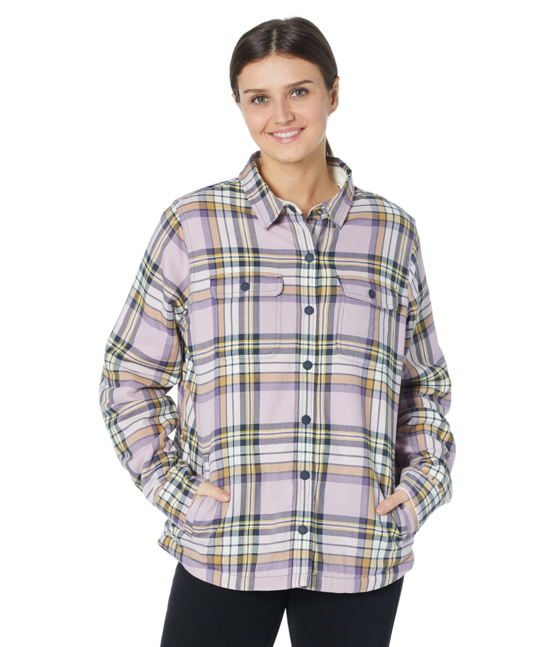 Фланелевая рубашка Petite с флисовой подкладкой и кнопками спереди в клетку L.L.Bean