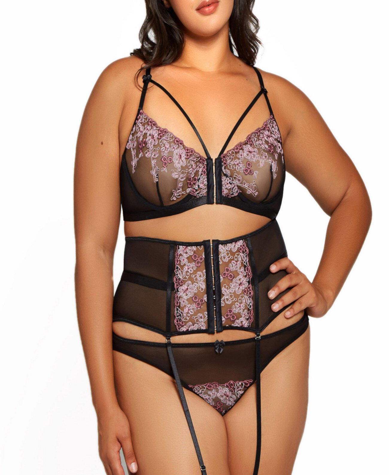 Женская Ночная сорочка iCollection Plus Size Rosemary Lace and Mesh ICollection