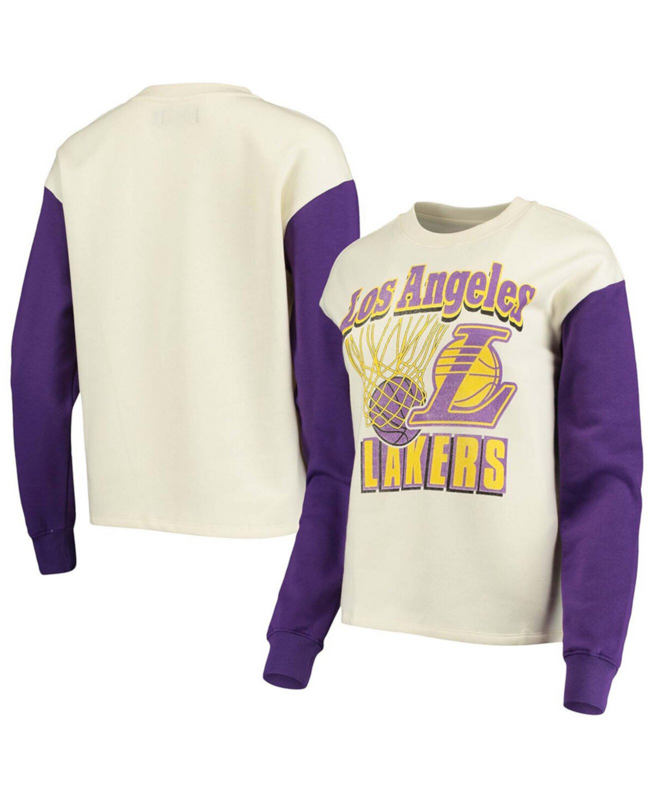 Женский белый и фиолетовый пуловер Los Angeles Lakers с контрастными рукавами Junk Food