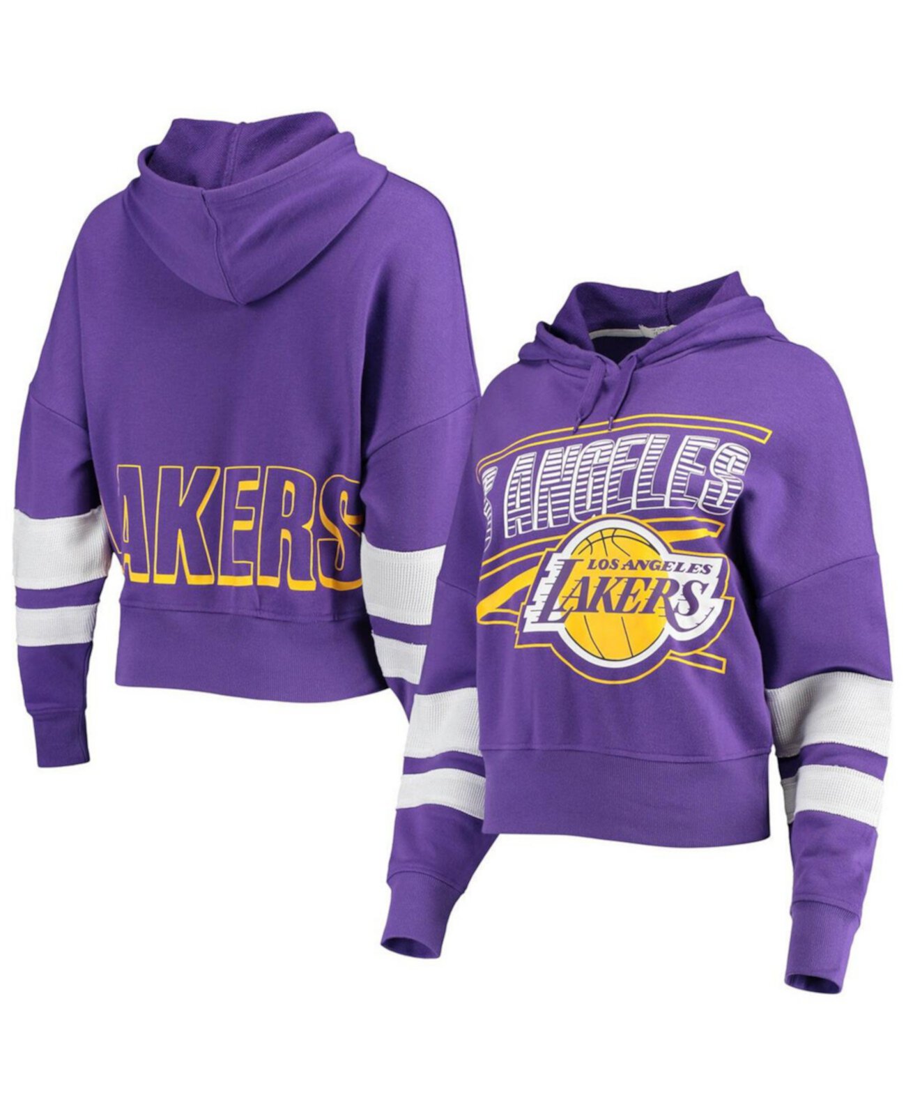Женский фиолетовый пуловер с капюшоном в полоску Los Angeles Lakers Junk Food