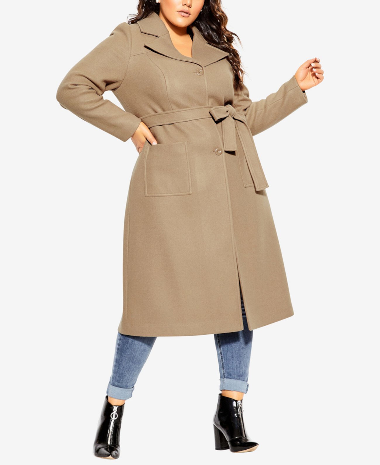 Модное пальто Royal Life Coat больших размеров City Chic