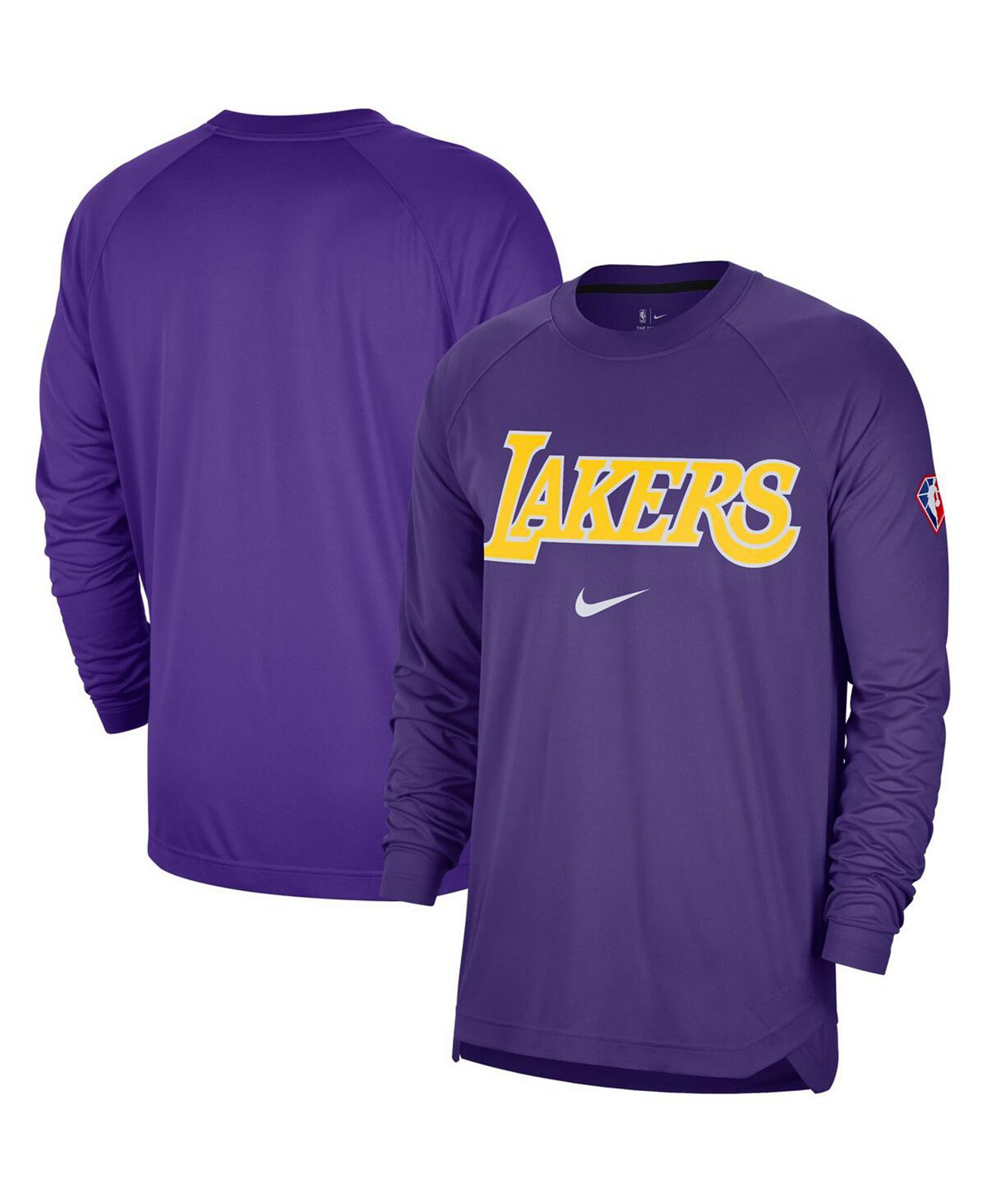 Мужская фиолетовая футболка с длинным рукавом и регланом Los Angeles Lakers 75th Anniversary Shooting Performance Nike