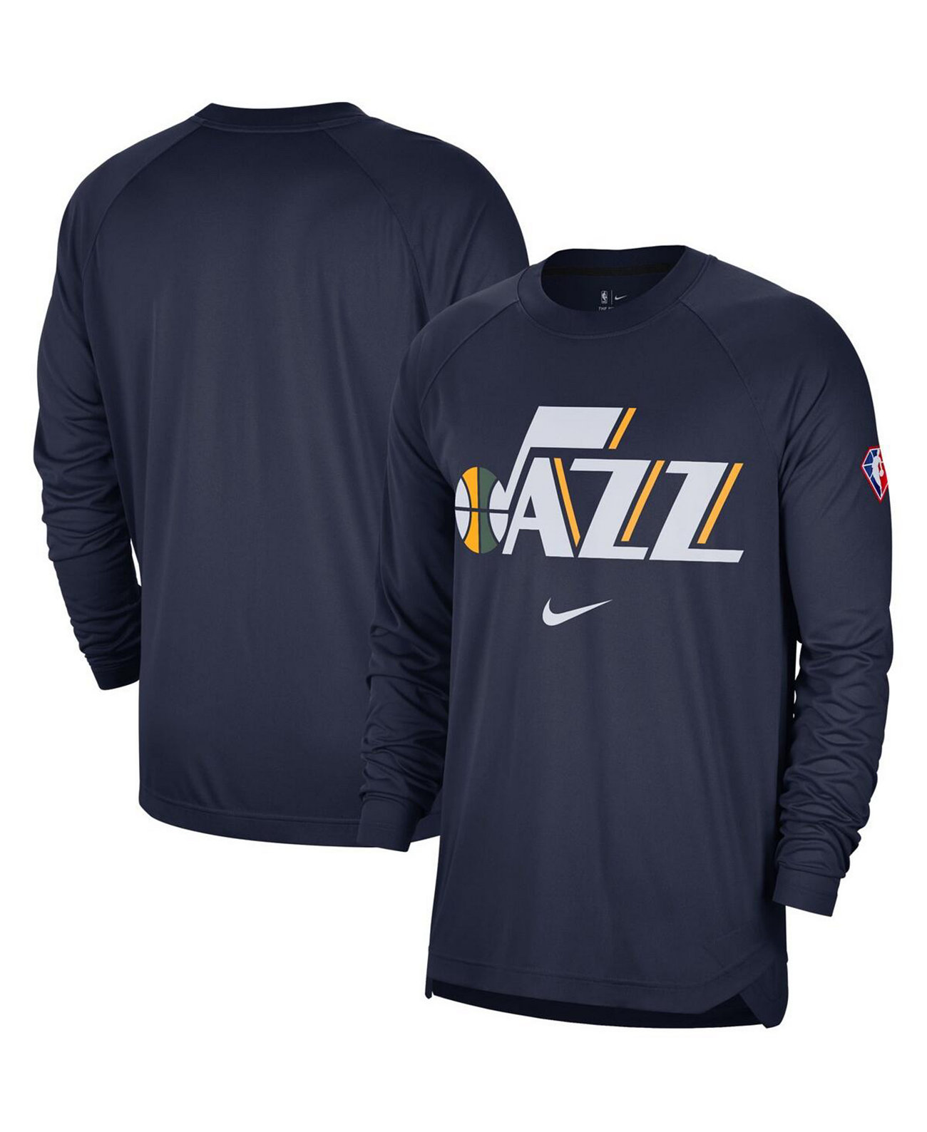 Мужская футболка с длинным рукавом и регланом Navy Utah Jazz 75th Anniversary Pregame Shooting Performance Nike