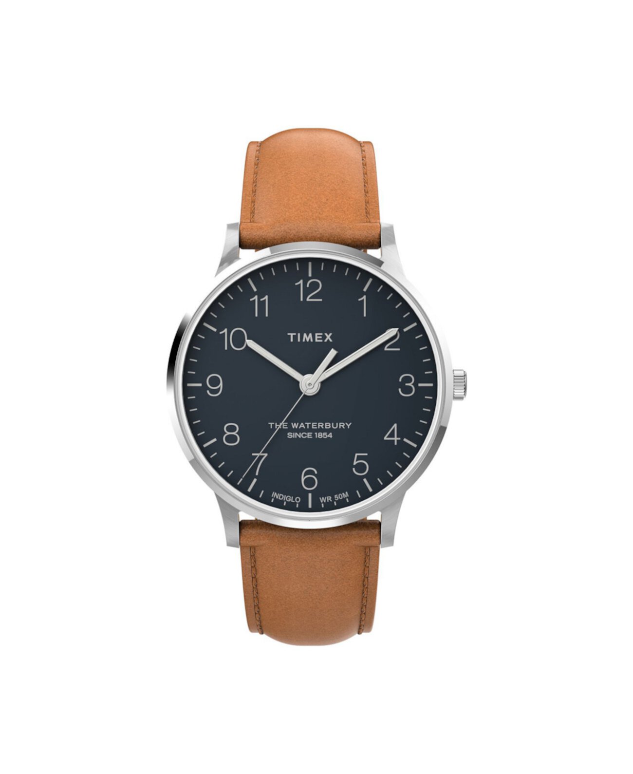 Мужские часы Waterbury с коричневым кожаным ремешком, 40 мм Timex
