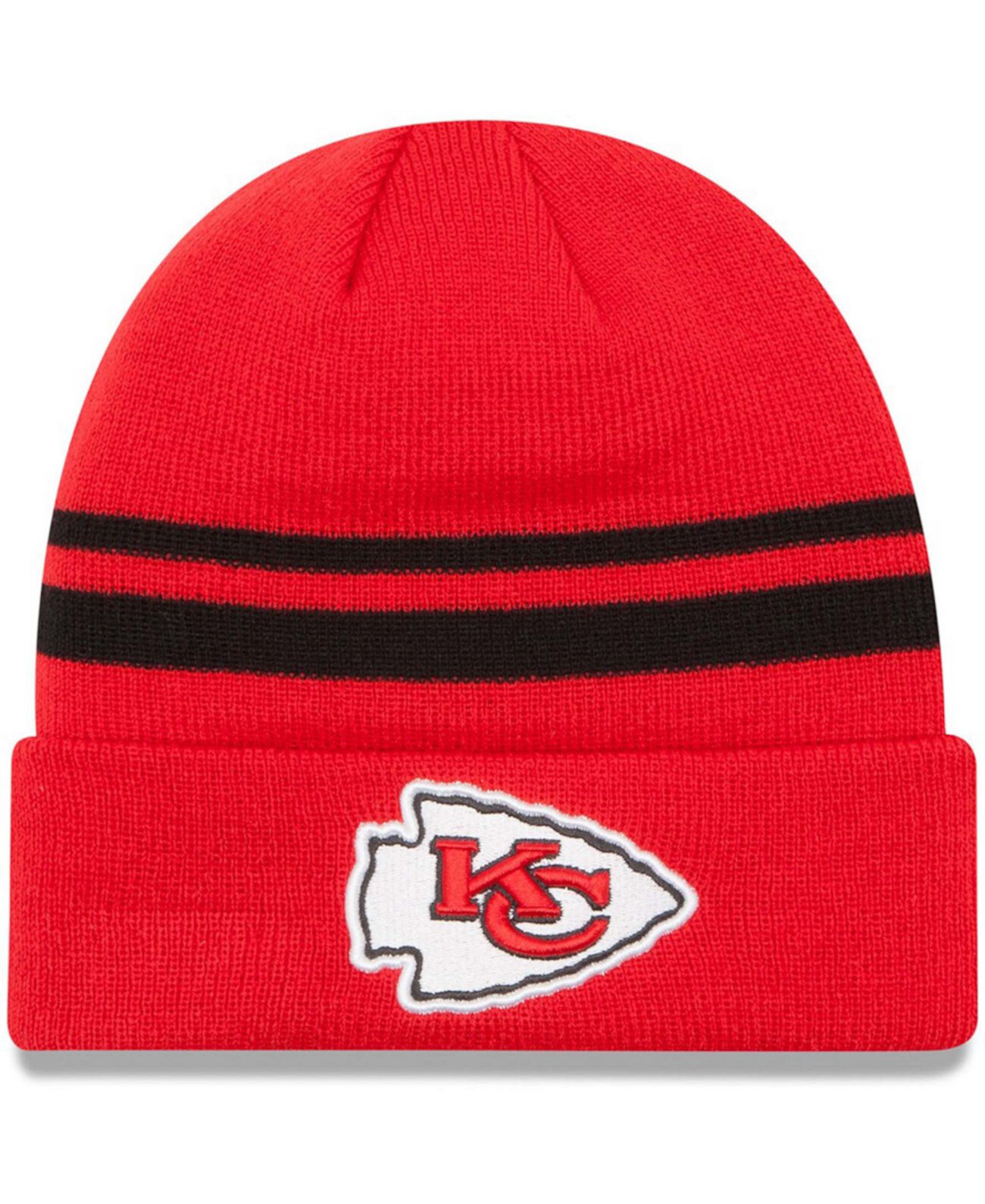 Красная мужская вязаная шапка New Era с манжетами и логотипом Kansas City Chiefs Team Lids