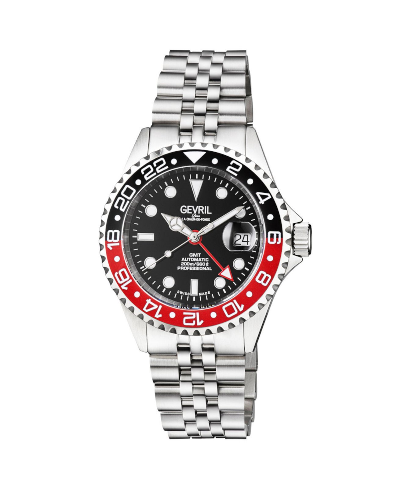 Мужские швейцарские часы с автоматическим браслетом Wall Street серебристого цвета из нержавеющей стали, 43 мм Gevril