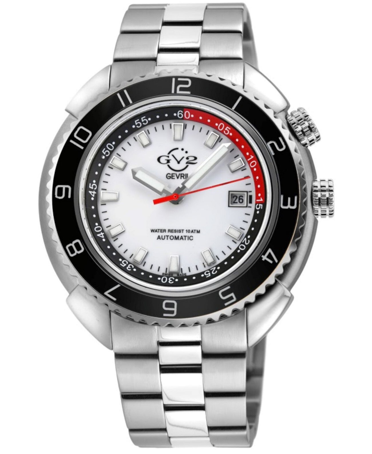 Мужские швейцарские часы с автоматическим браслетом Squalo серебристого цвета из нержавеющей стали GV2, 46 мм Gevril