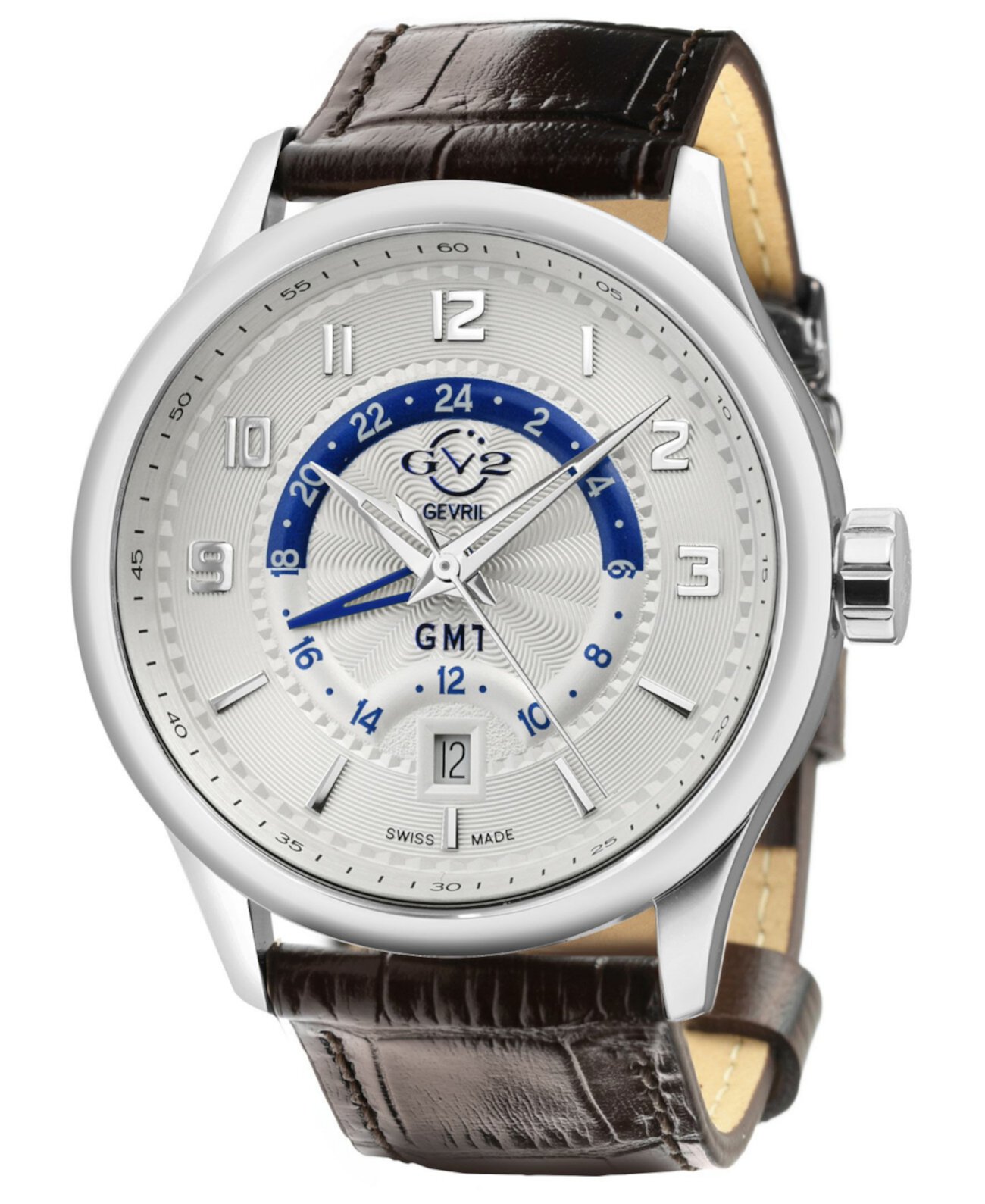 Мужские часы Giromondo Giromondo с коричневым кожаным швейцарским кварцевым ремешком, 42 мм GV2 Gevril