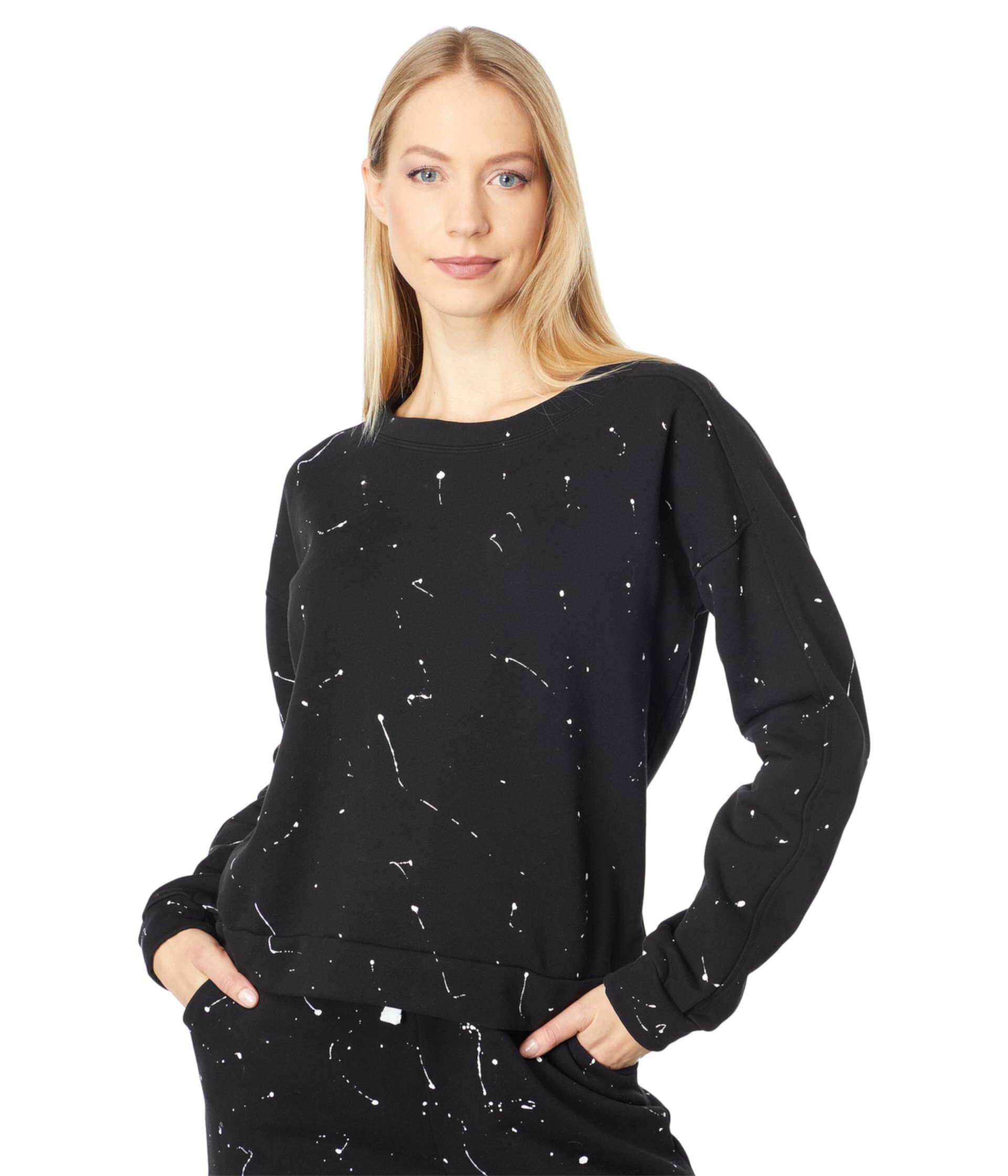 Paint Splatter Terry Crew Neck Sweatshirt Bobi Los Angeles