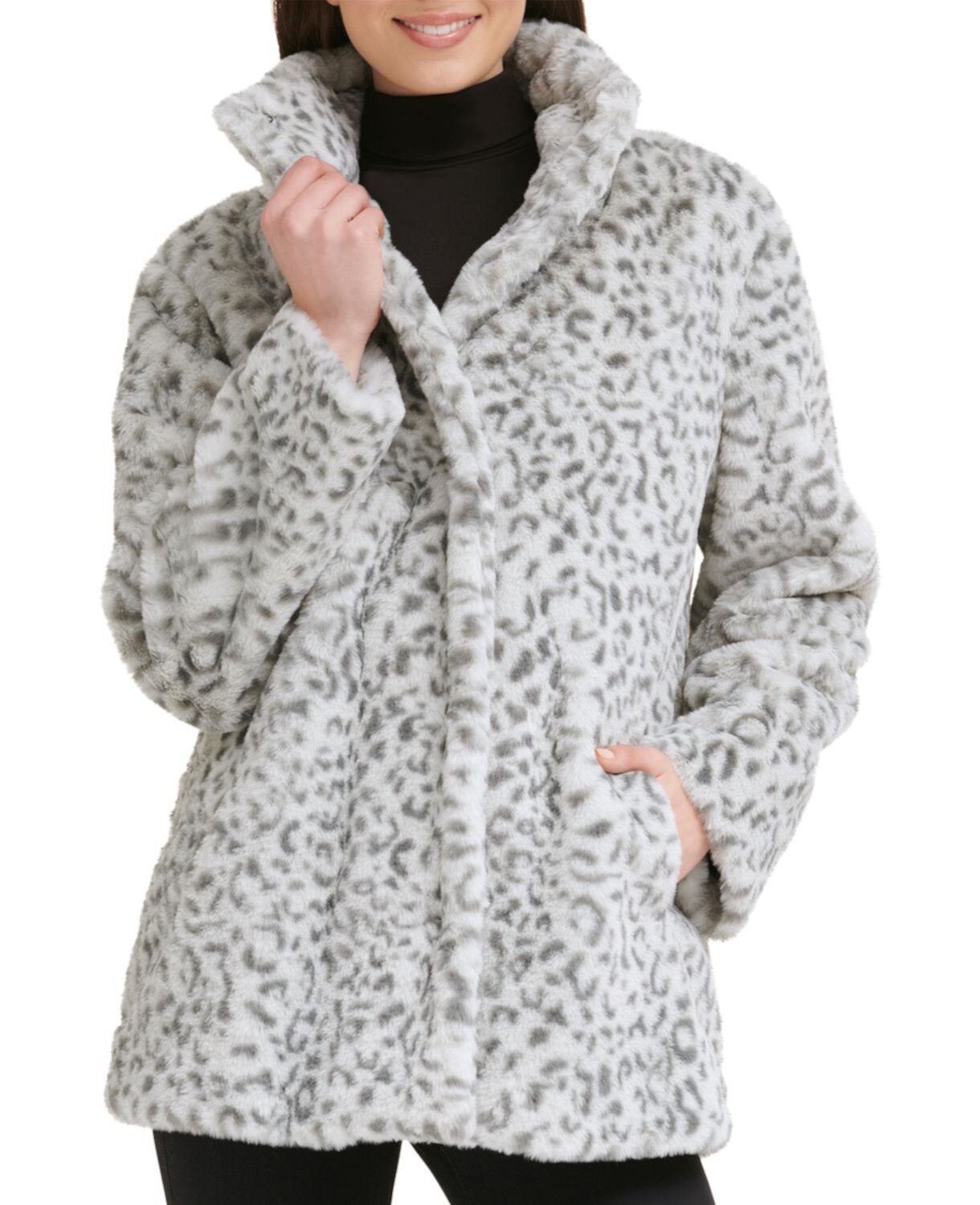 Пальто из искусственного меха с леопардовым принтом Kenneth Cole