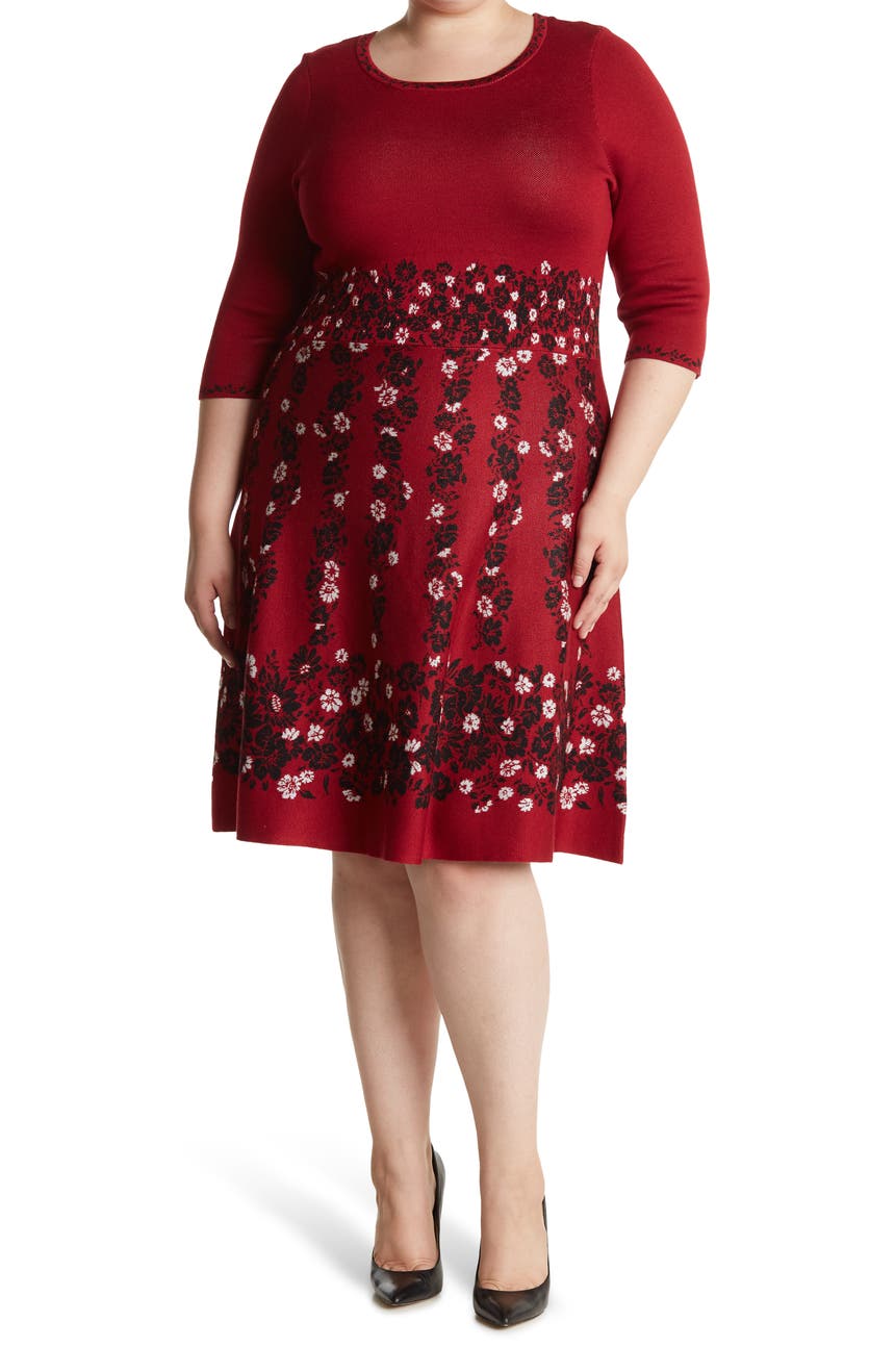Платье-свитер с рукавами 3/4 с цветочным рисунком TAYLOR DRESSES