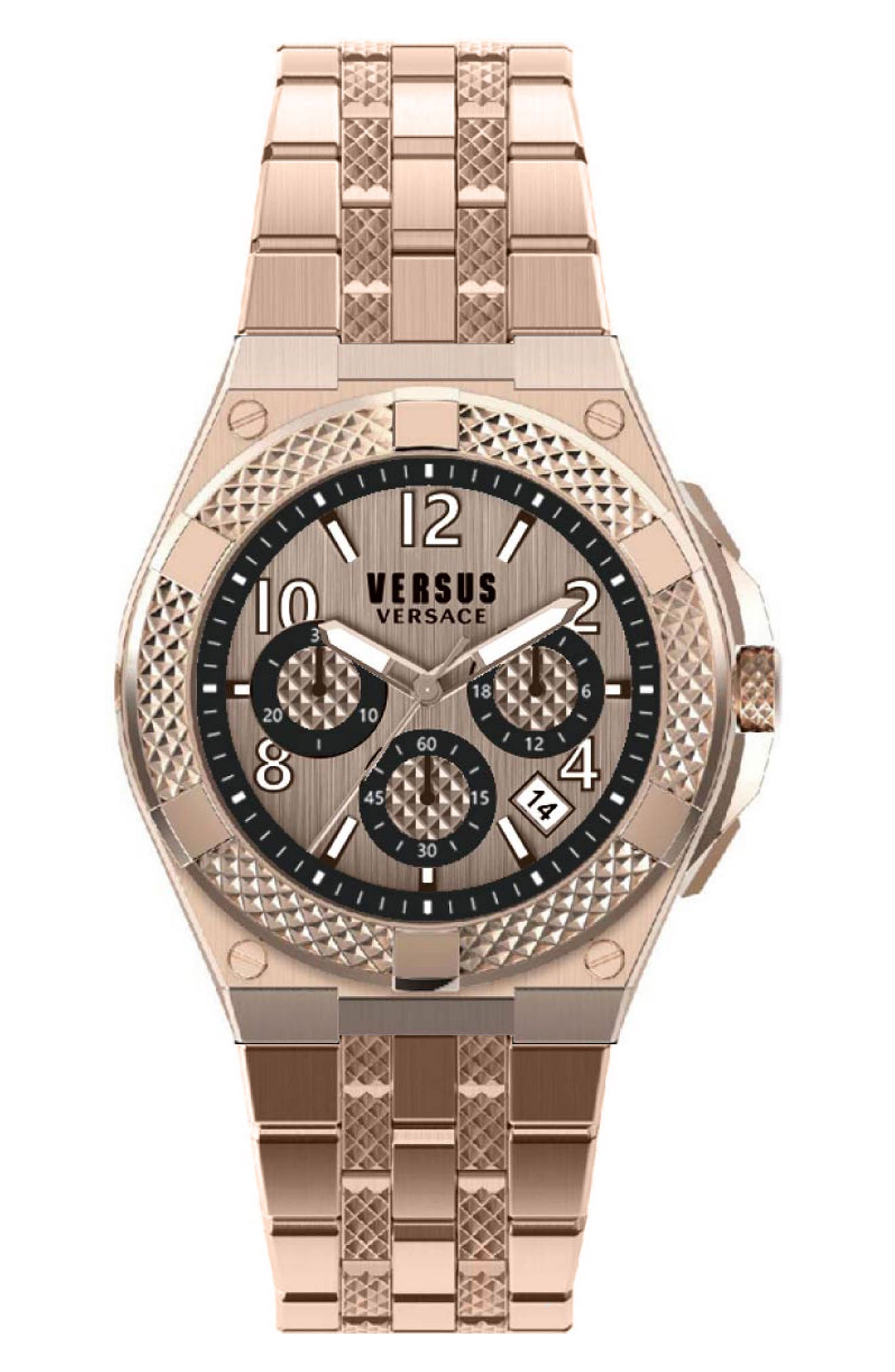 Мужские часы Esteve из нержавеющей стали с циферблатом из розового золота, 46 мм Versus Versace