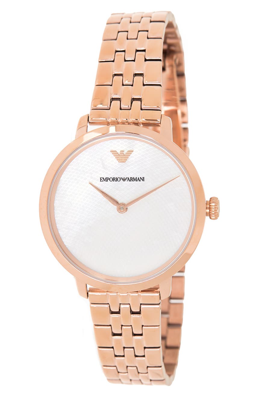 Женские часы с двумя стрелками из нержавеющей стали с оттенком розового золота, 32 мм Emporio Armani