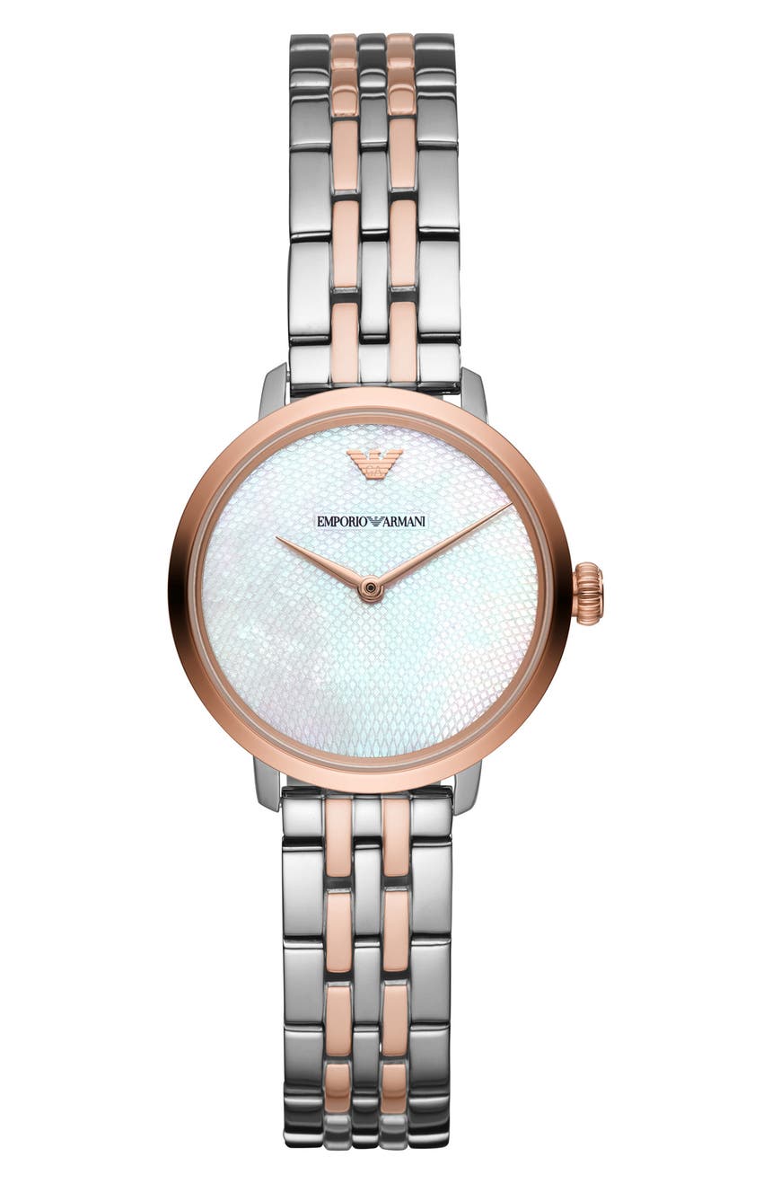 Женские двухстрелочные двухцветные часы из нержавеющей стали, 28 мм Emporio Armani