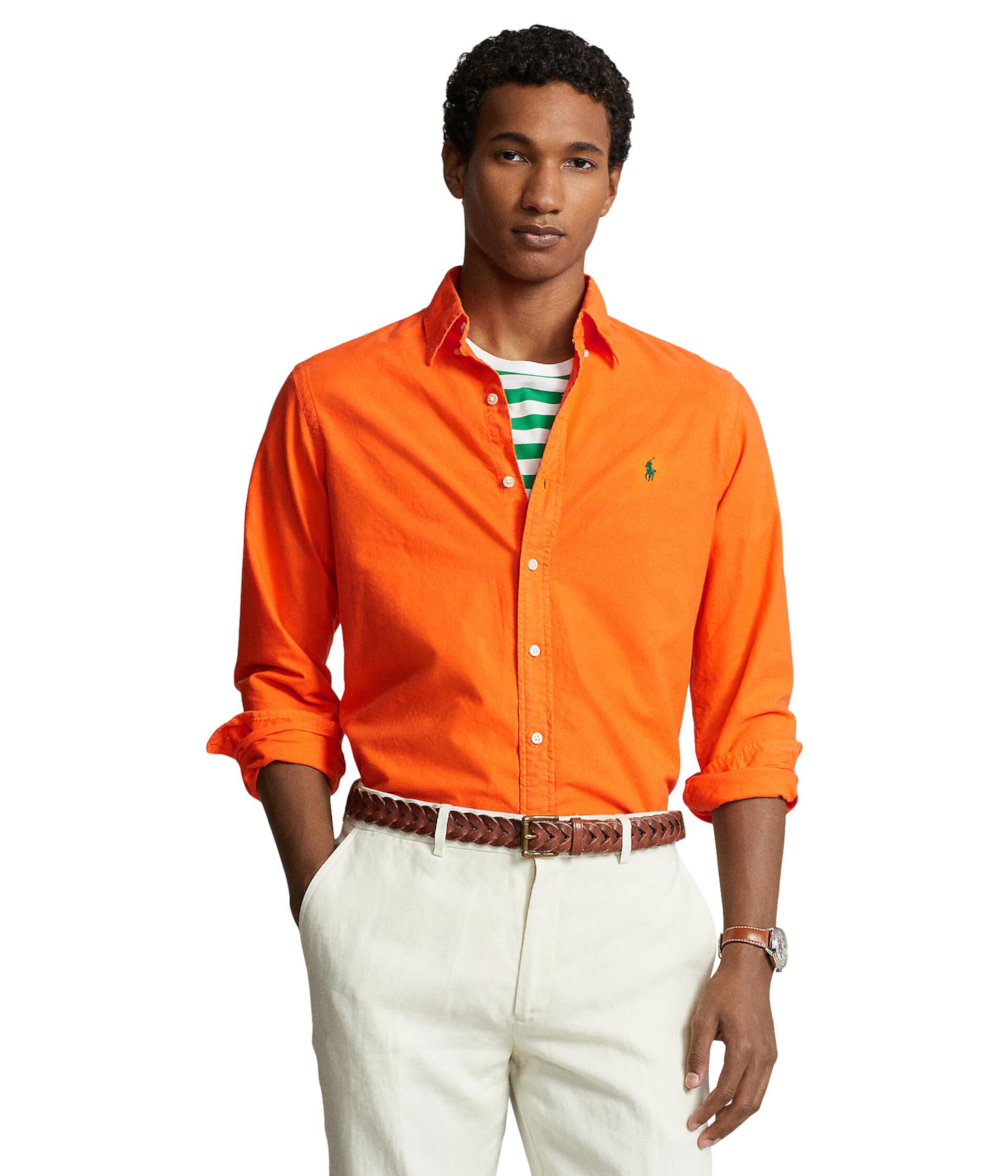Мужская Хлопковая Рубашка Polo Ralph Lauren в Стиле Casual Polo Ralph Lauren