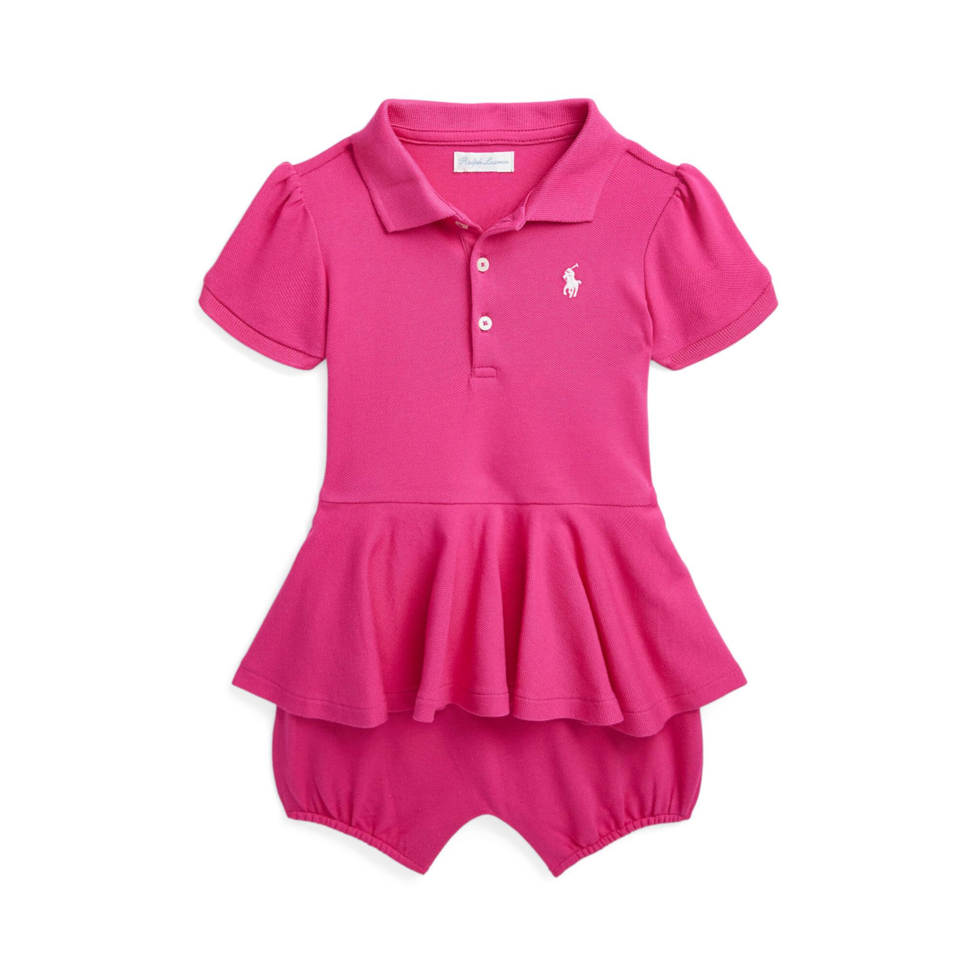 Ромпер Polo Ralph Lauren Для девочек Stretch Mesh Peplum Polo Shortfall One-Piece Polo Ralph Lauren