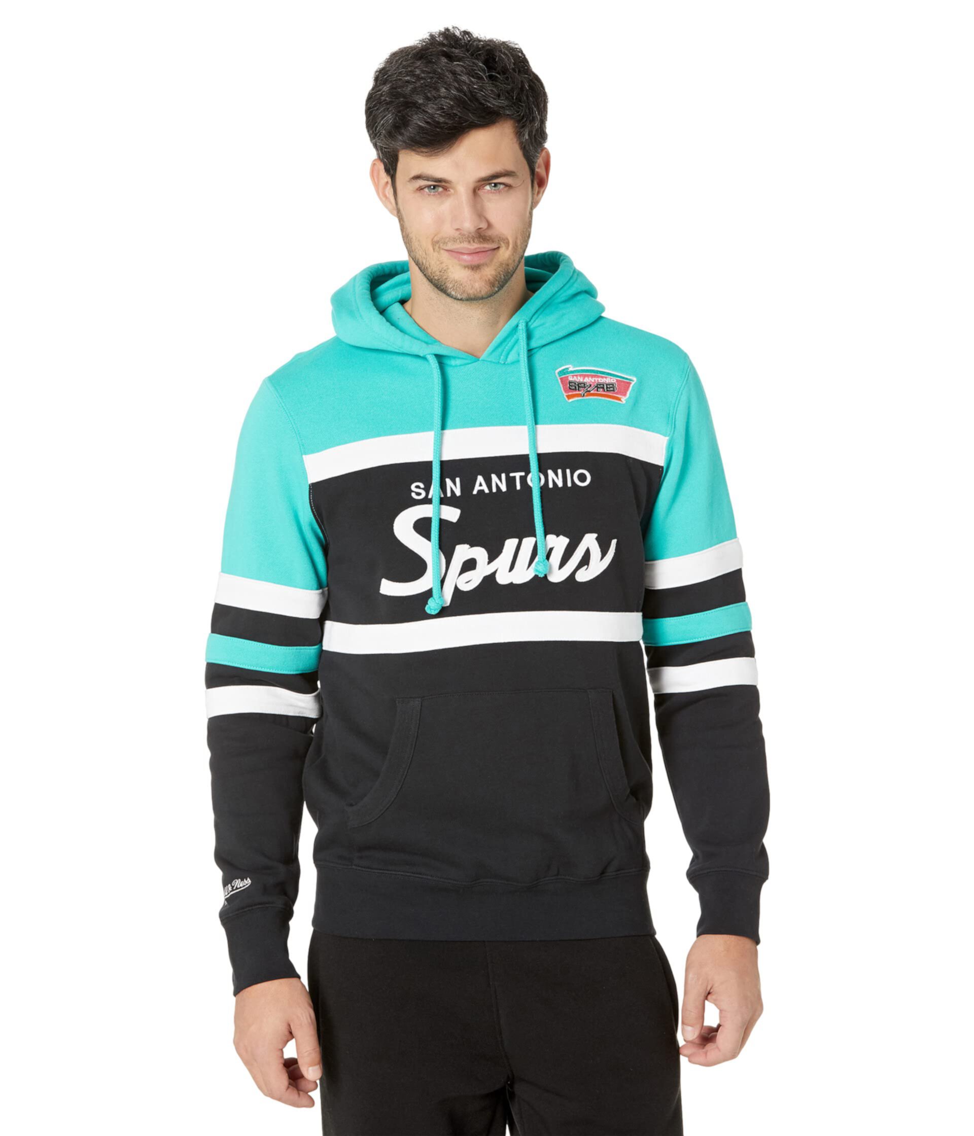 Худи NBA Head Coach Spurs от Mitchell & Ness, 80% хлопка, с капюшоном и вышивкой Mitchell & Ness