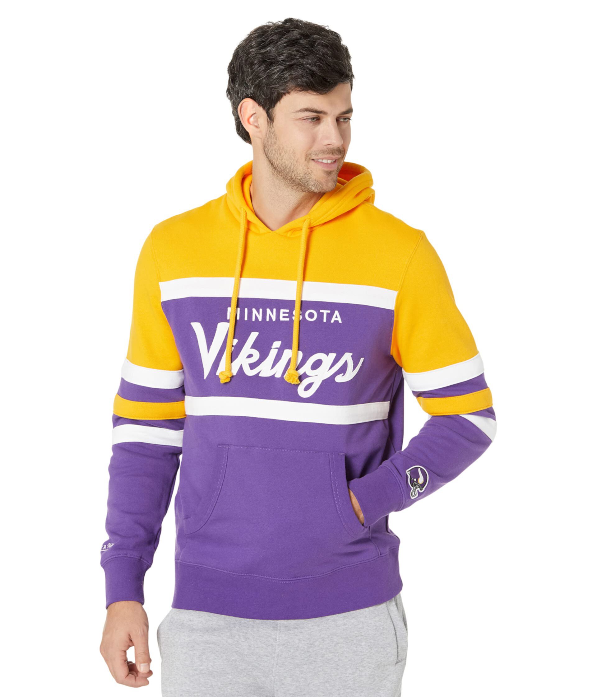 Худи NFL Head Coach Vikings Mitchell & Ness с вышивкой и карманом-кенгуру, 80% хлопок Mitchell & Ness