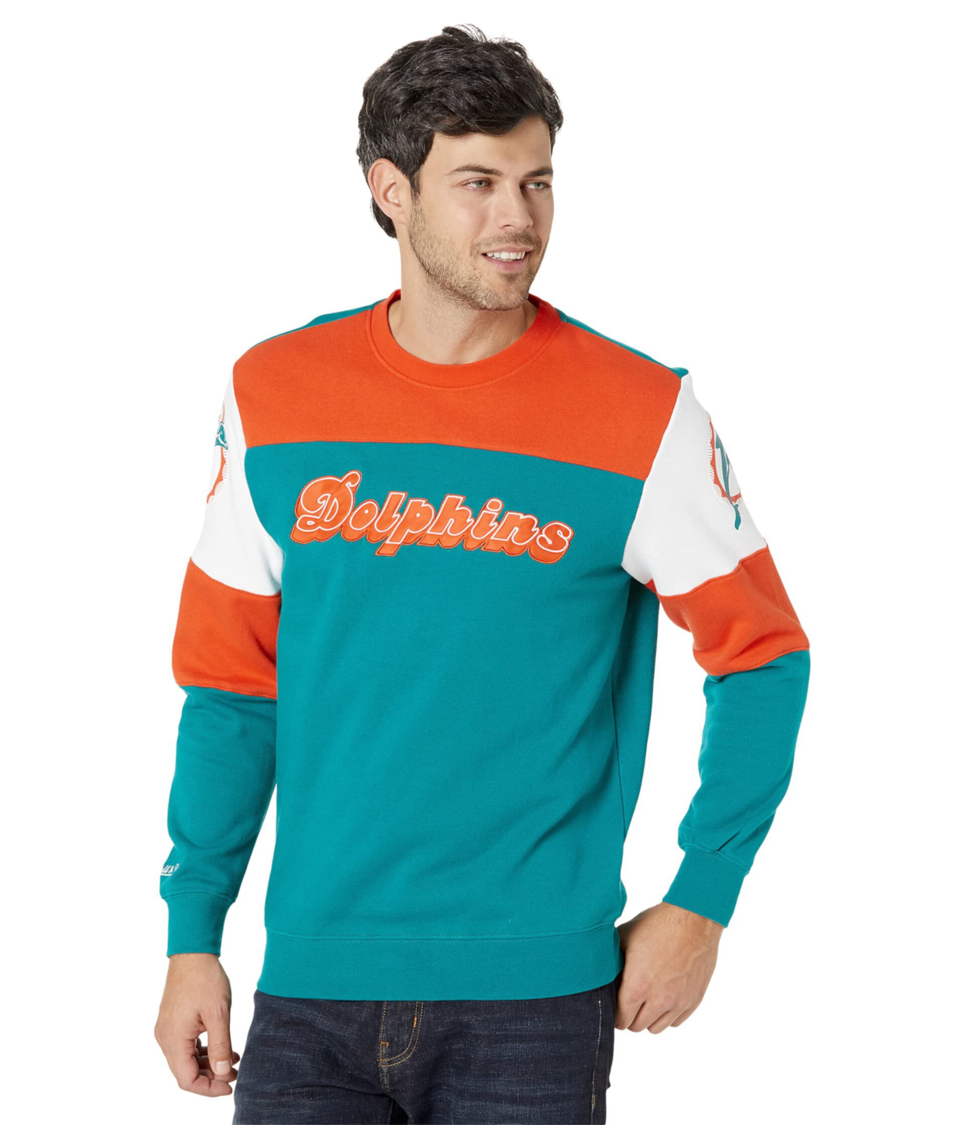 NFL Perfect Season Crew Fleece Dolphins Mitchell & Ness