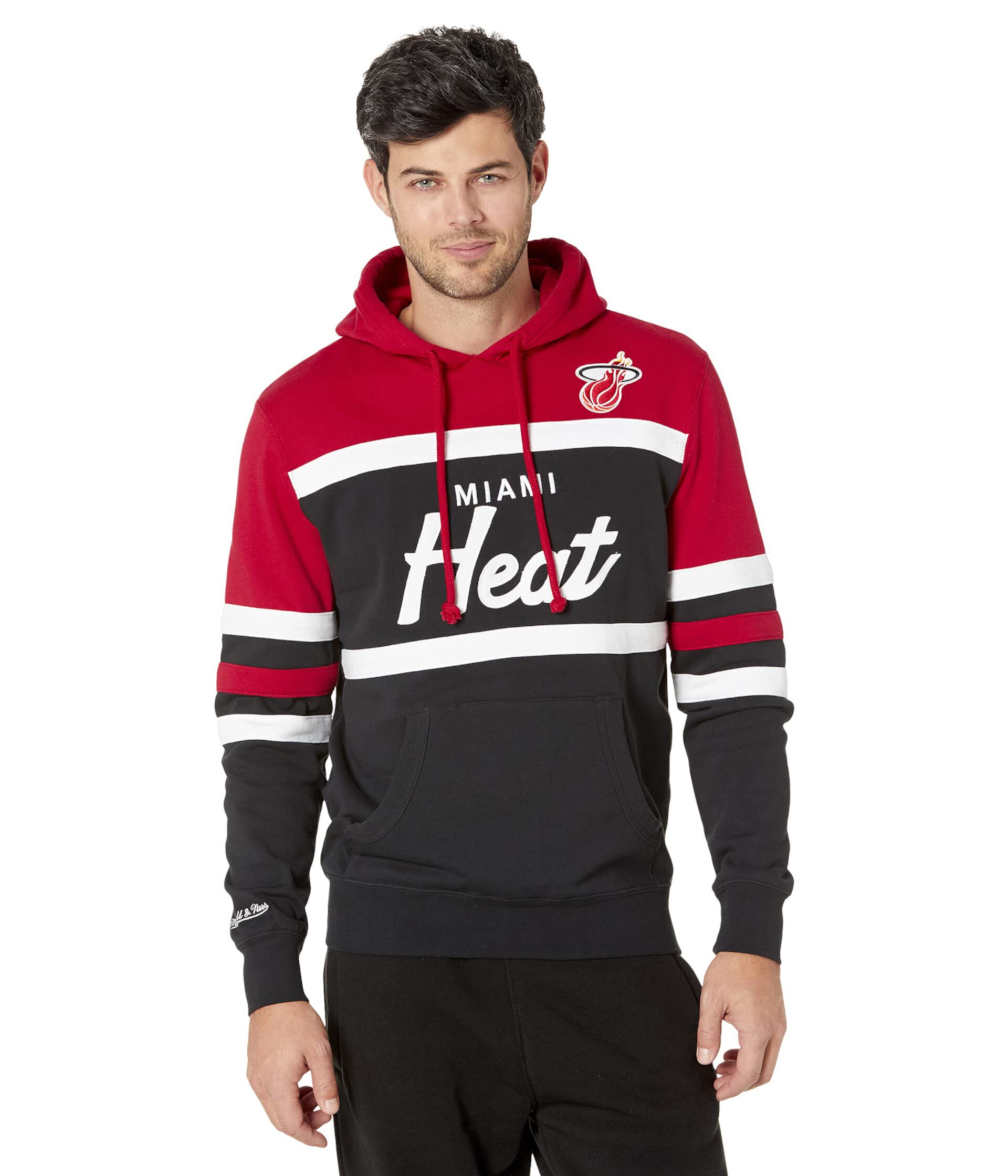 Худи NBA Head Coach Heat от Mitchell & Ness, 80% хлопка, вышивка логотипа Miami Heat Mitchell & Ness