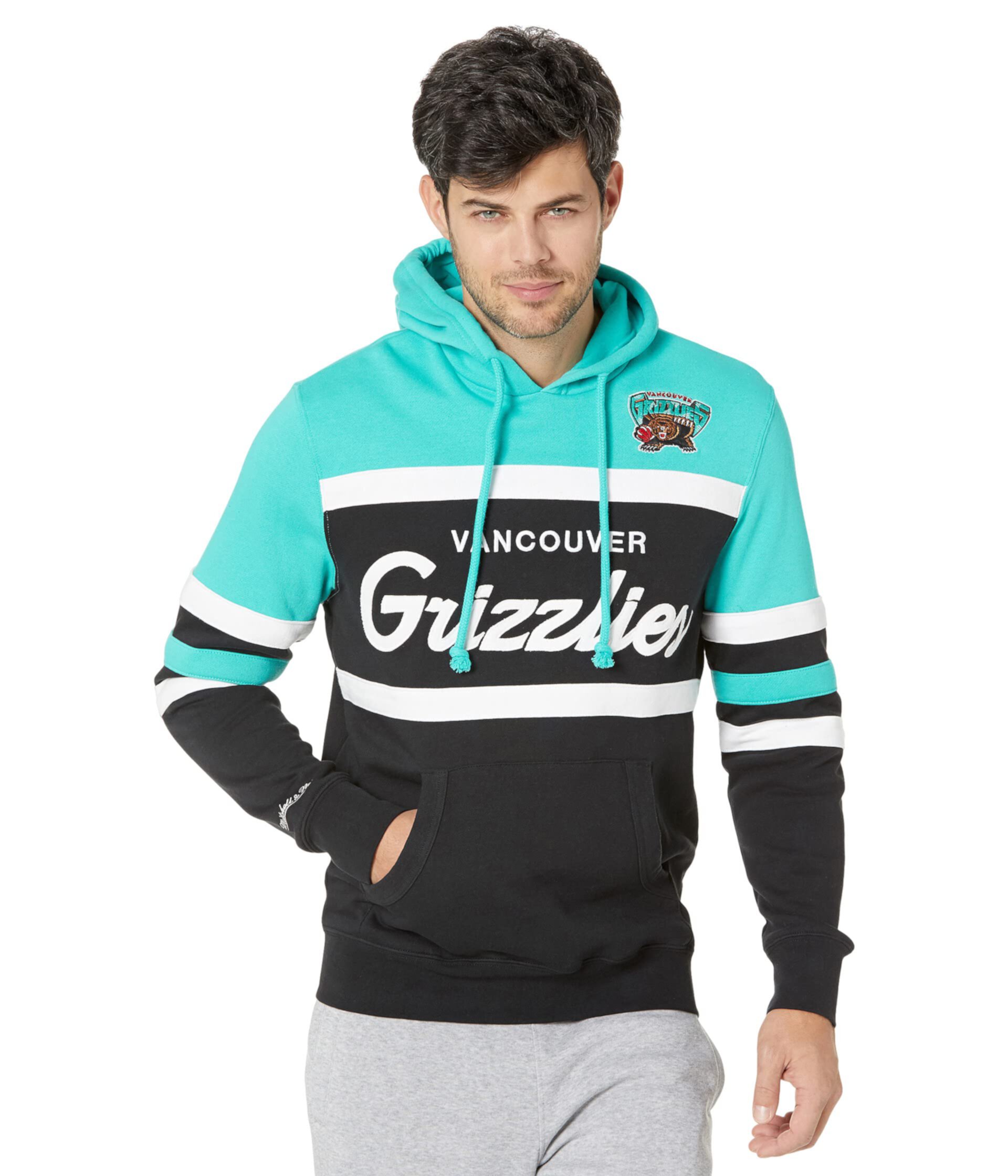 Худи NBA Head Coach Grizzlies от Mitchell & Ness с капюшоном, 80% хлопка и длинным рукавом Mitchell & Ness