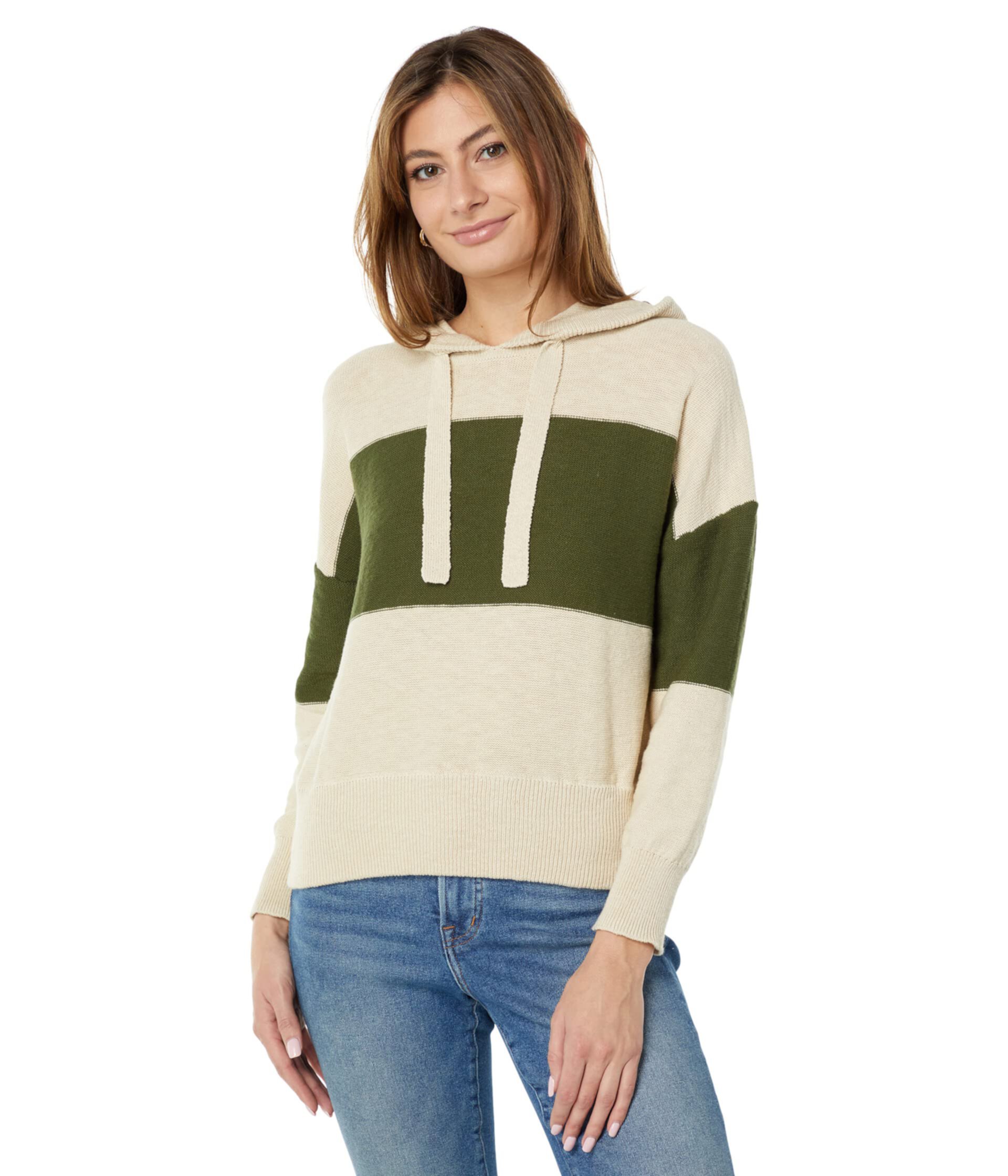 Худи Madewell Dove Color-Block с регулируемым капюшоном, 100% хлопок, длинные рукава Madewell