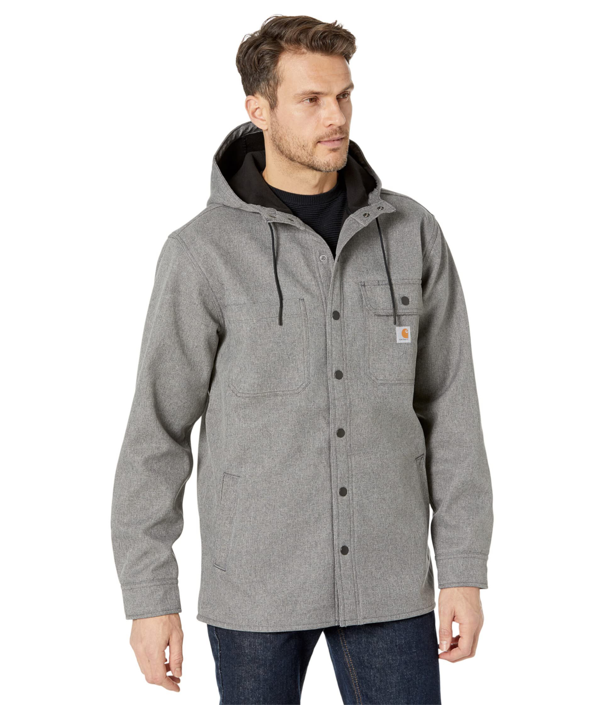 Куртка-рубашка Carhartt Rain Defender® Relaxed Fit с капюшоном, водоотталкивающая и утепленная Carhartt