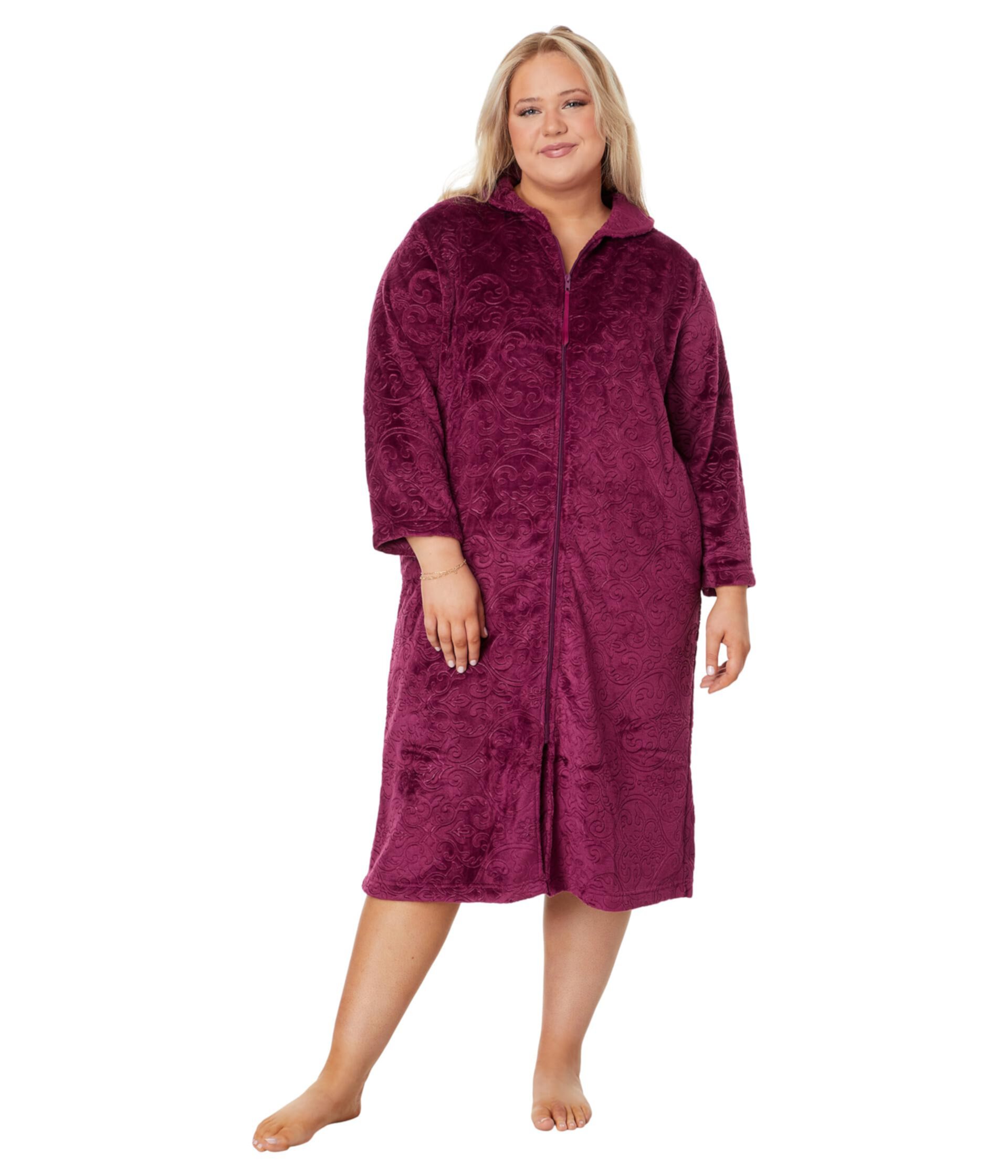 Plus Size Long Sleeve 47" Shawl Collar Zip Robe Karen Neuburger