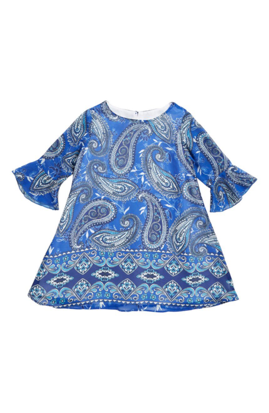 Платье трапециевидной формы с длинными рукавами и расклешенными манжетами с узором пейсли Pastourelle by Pippa & Julie